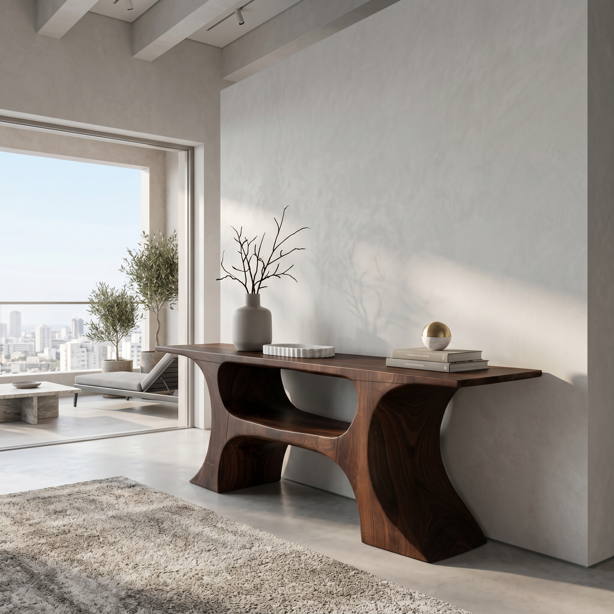 Modern Console Table With Soft Geometric Form For Living Room SINLSACS641
