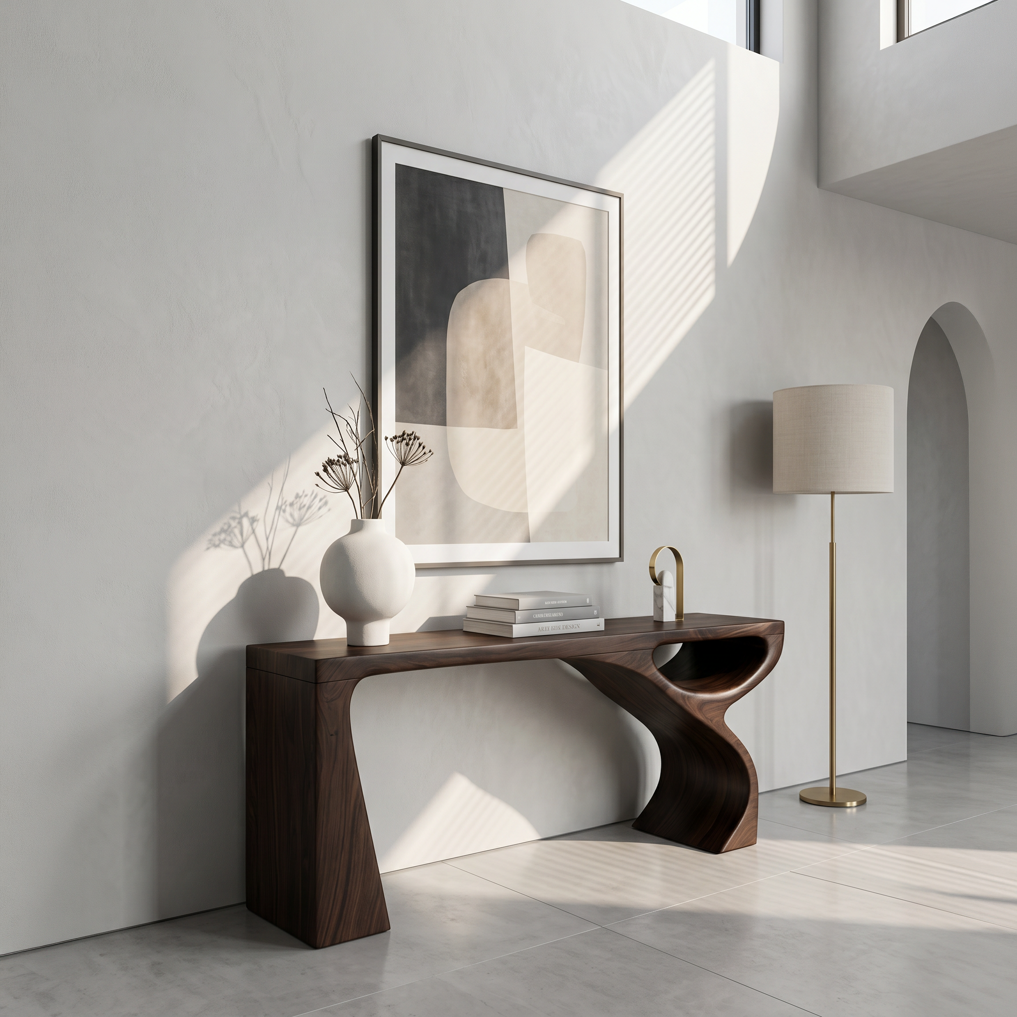 Contemporary Console Table With Fluid Open Structure For Entryway SINLSACS645