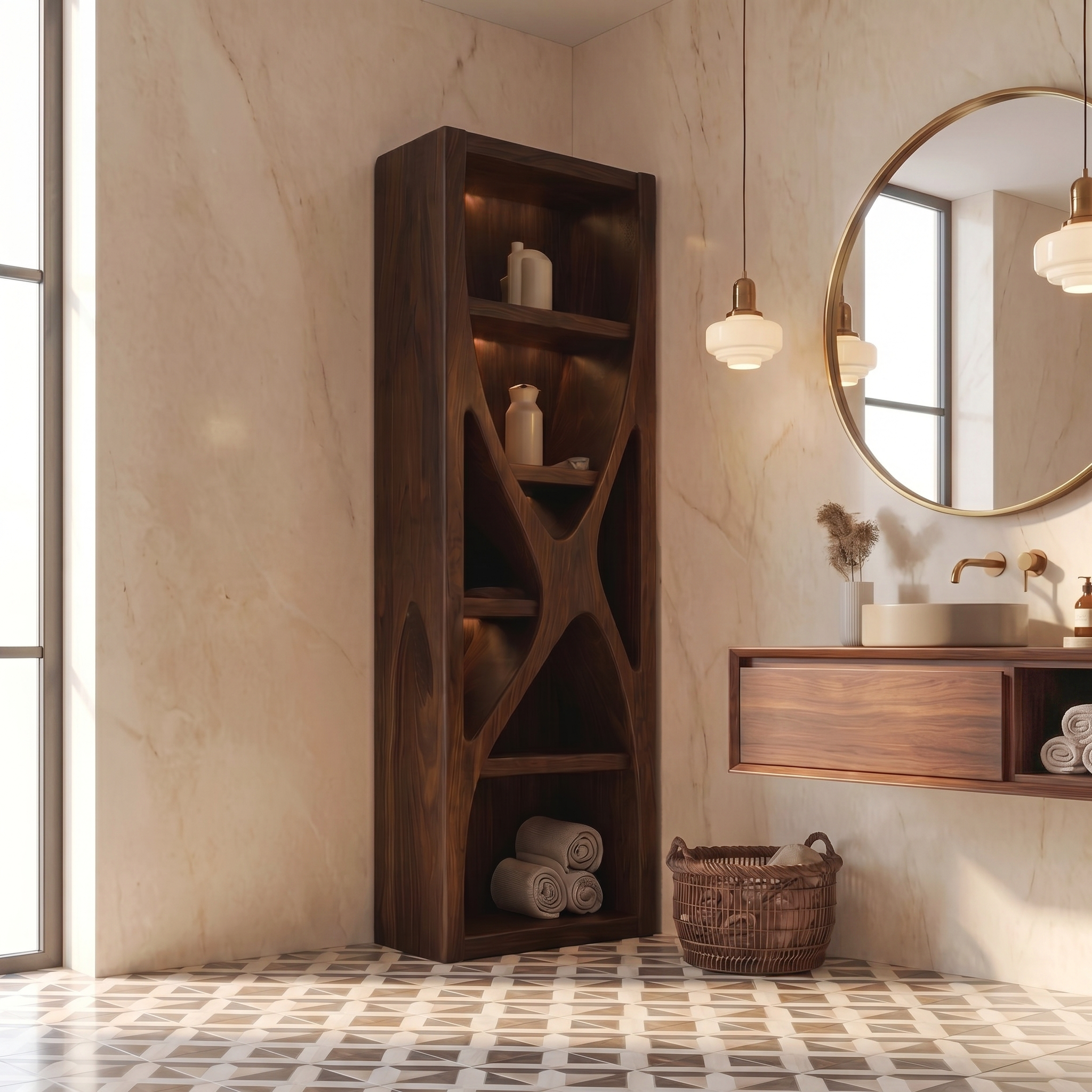 Rustic Bathroom Cabinet With Natural Branch Structure For Bathroom SINLSABCT035