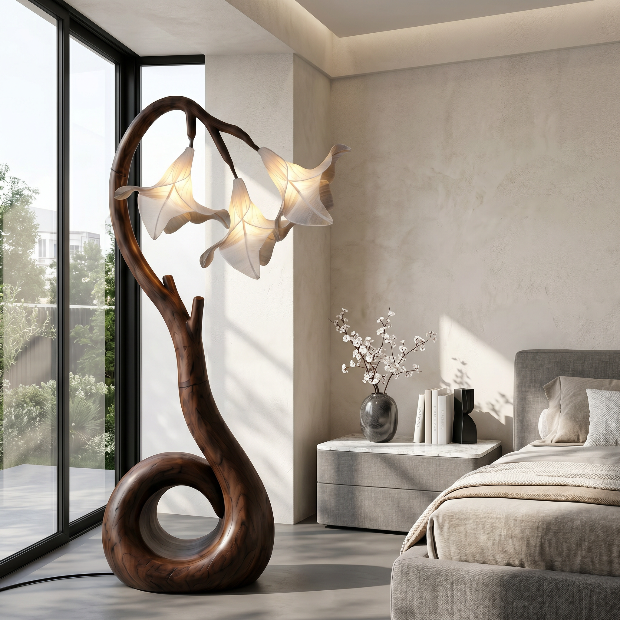 Modern Floor Lamp With Organic Flower Form For Bedroom And Lounge SINLSAFLP099