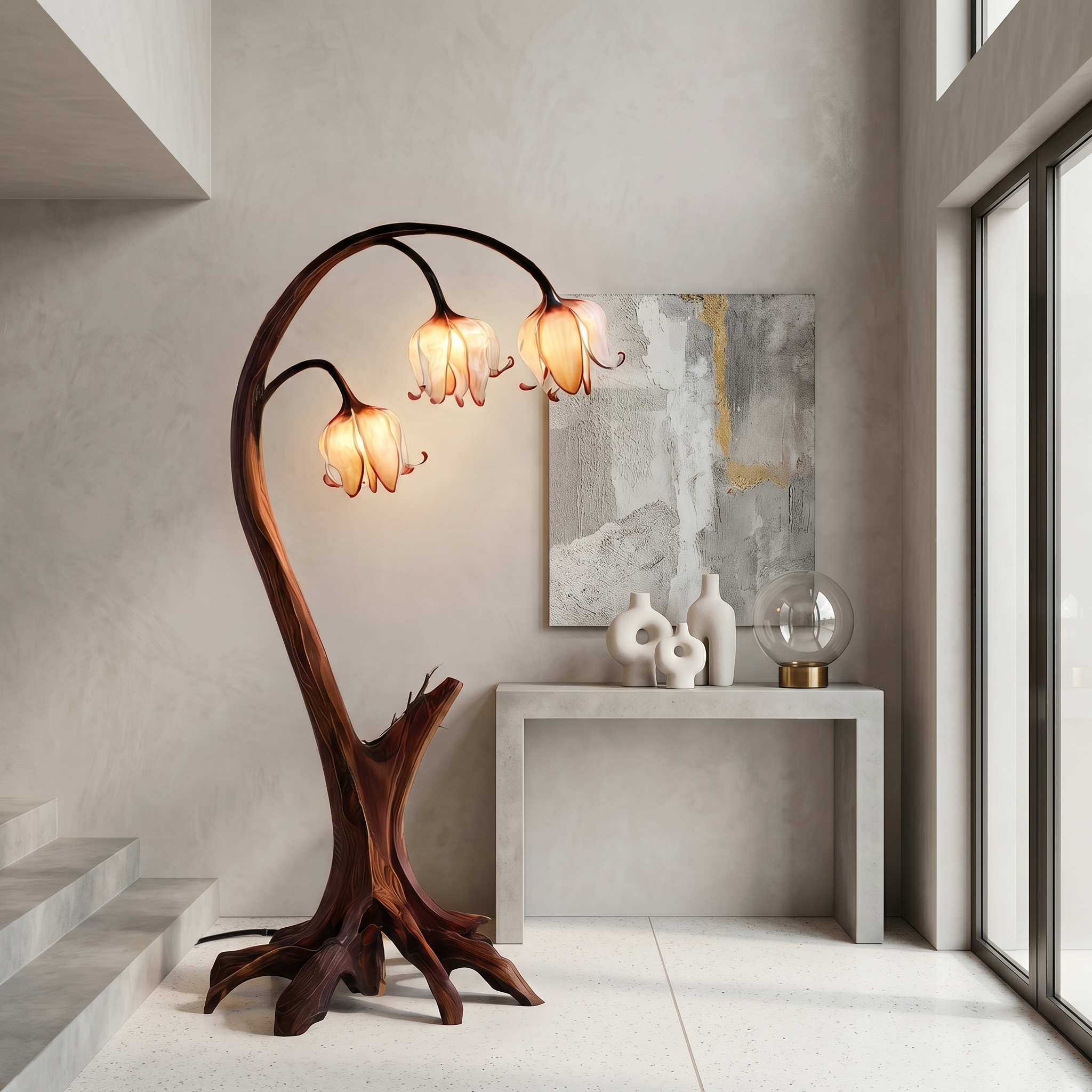 Rustic Floor Lamp With Blooming Bell Flower Design For Bedroom And Living Room SINLSAFLP100