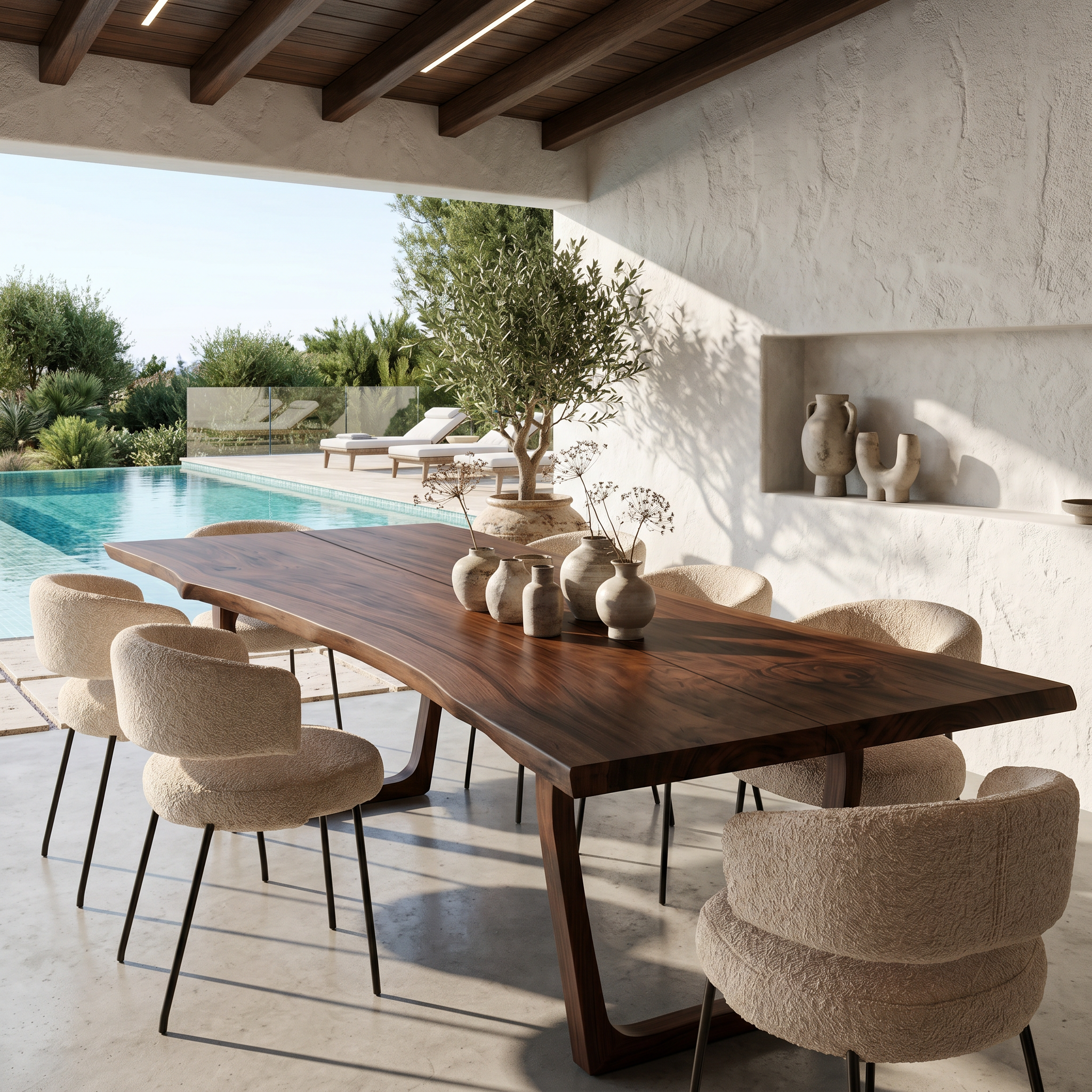 Organic Live Edge Dining Table With U Shaped Wood Legs For Dining Room SINLSADT187