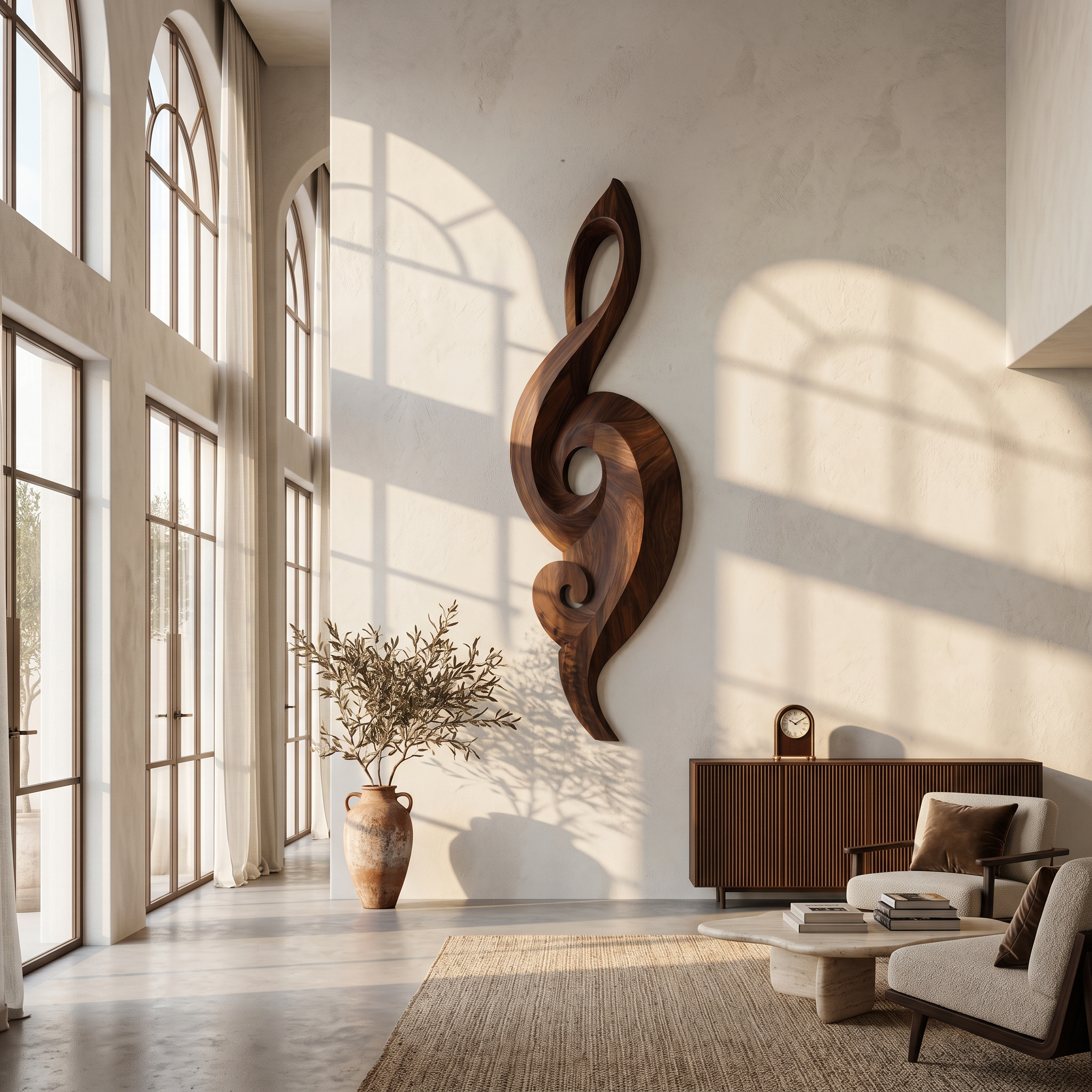 Minimalist Music Note Wooden Wall Art For Living Room SINLSAWD080