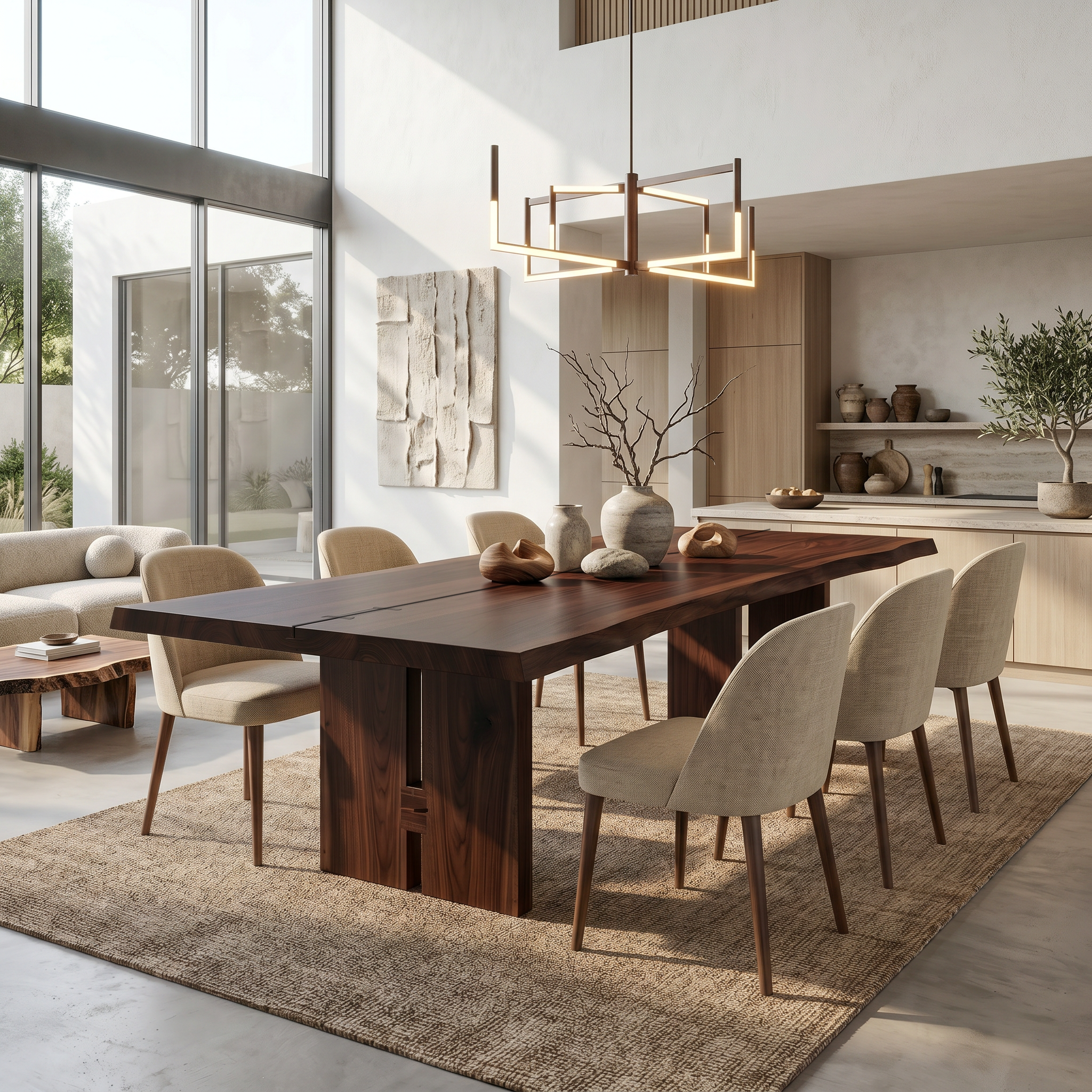 Sculptural Dining Table With Chunky Pedestal Base For Dining Room SINLSADT193