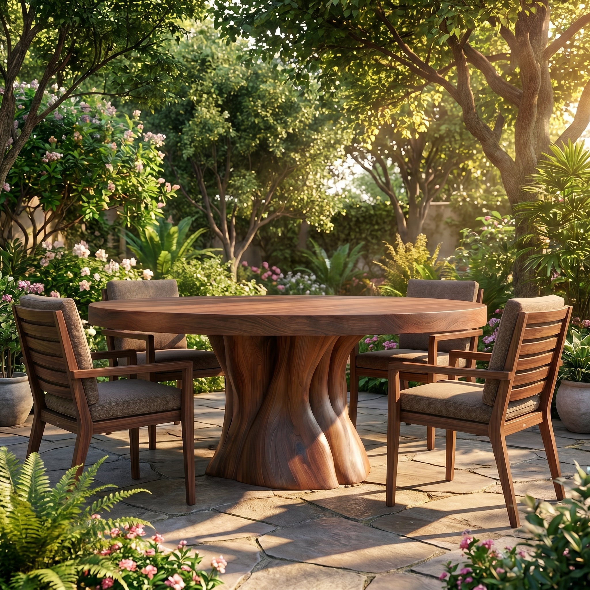Organic Rustic Round Dining Table For Dining Room SINLKIDT177
