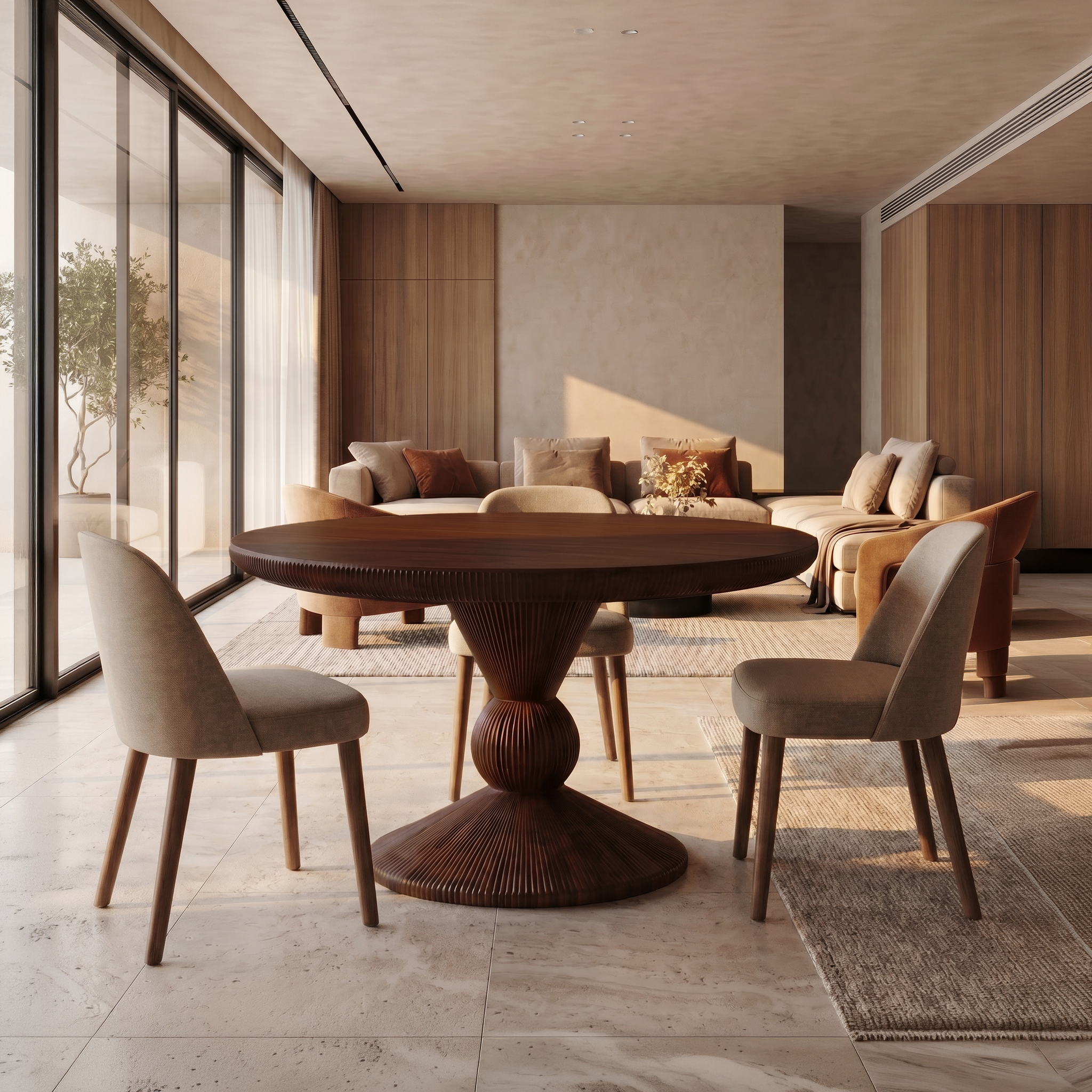 Modern Round Pedestal Dining Table For Dining Room And Kitchen SINLSADT168