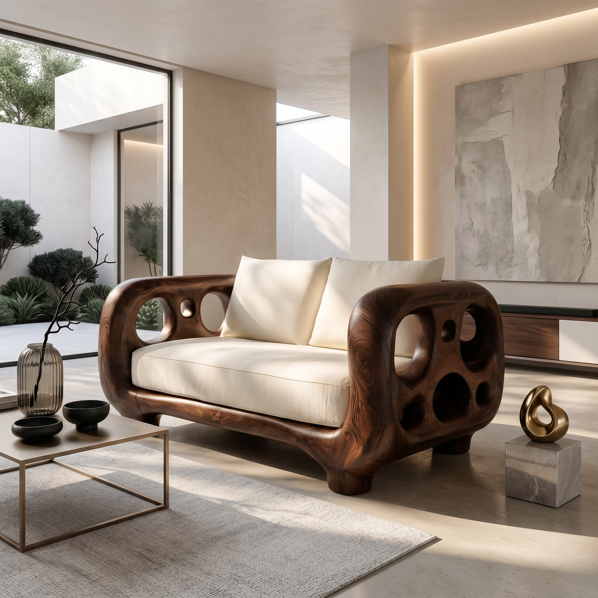 Modern Accent Sofa Frame With Rounded Wooden Arms For Living Room SINLSASF044
