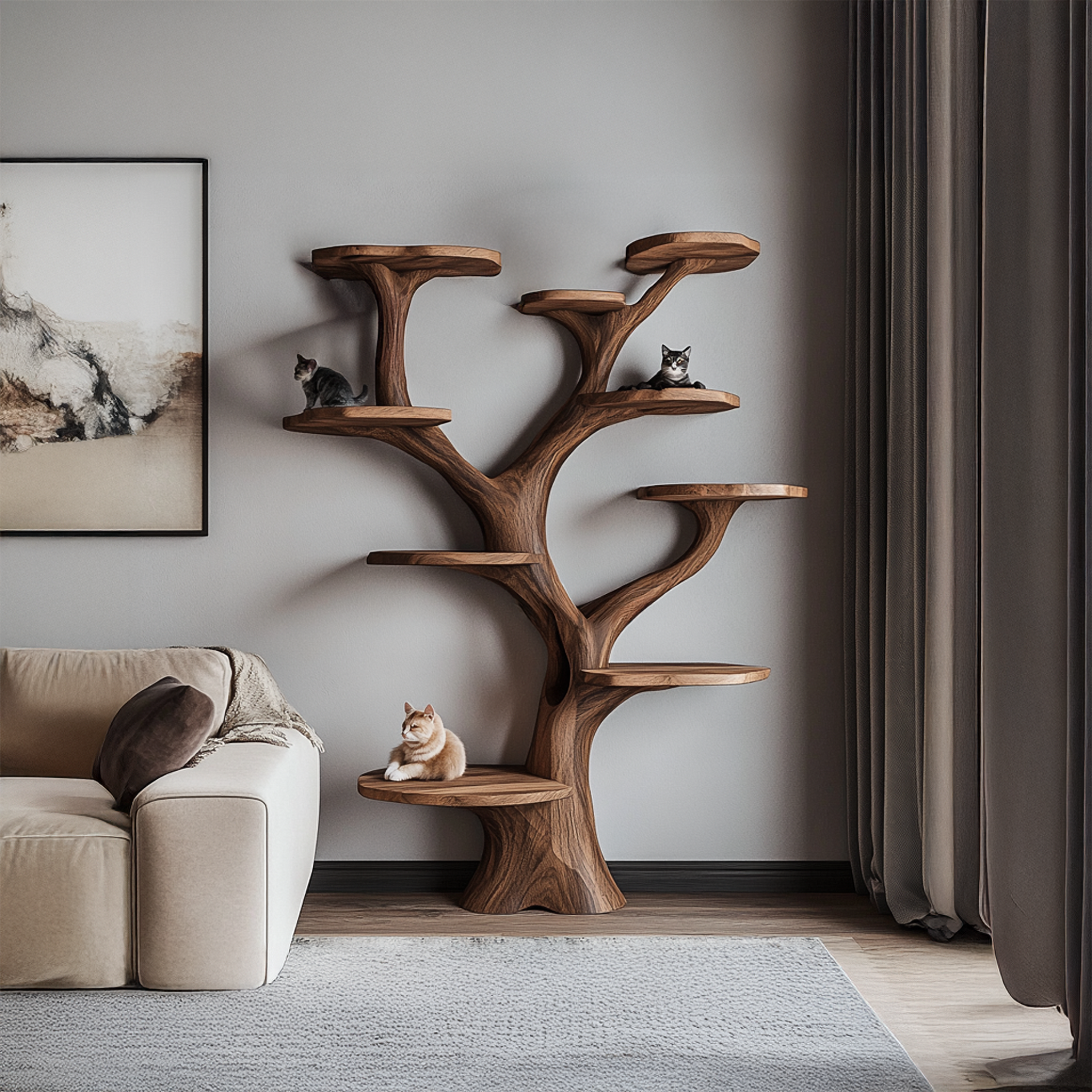Rustic Handcrafted Cat Tree Furniture Contemporary Interiors SINLSATT071