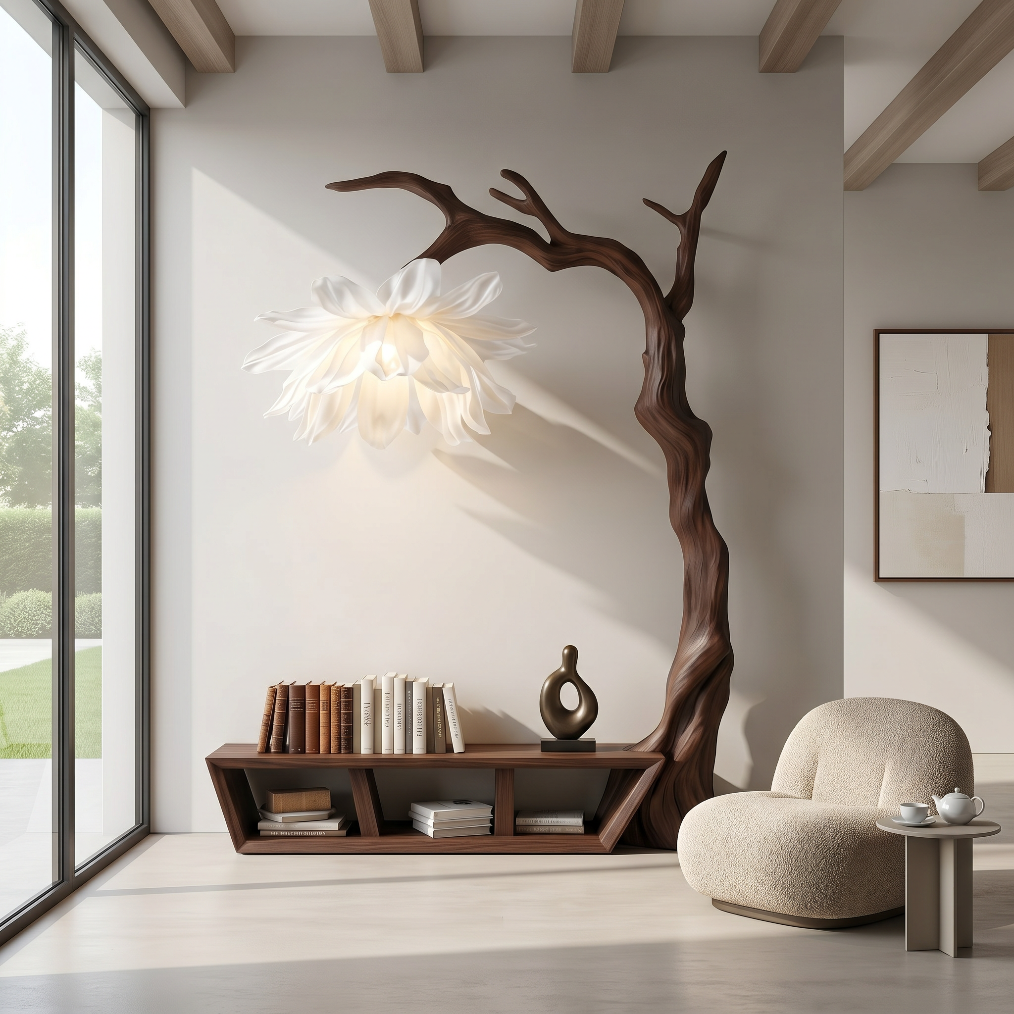 Rustic Organic Tree Bench Bookshelf Living Room Or Entryway SINLSATB516