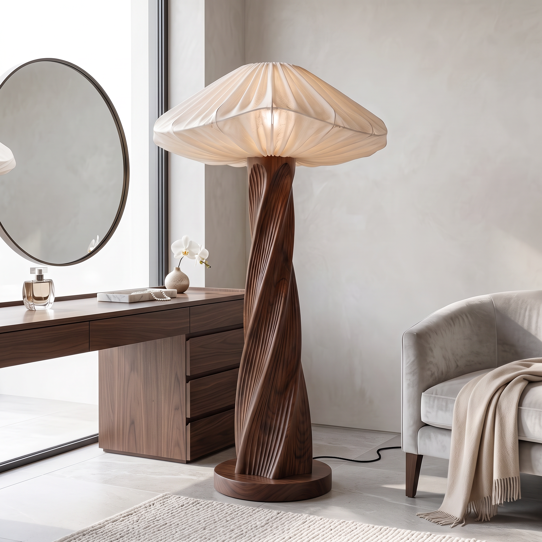 Rustic Mushroom Floor Lamp Twisted Tree Trunk Living Room SINLSAFLP135
