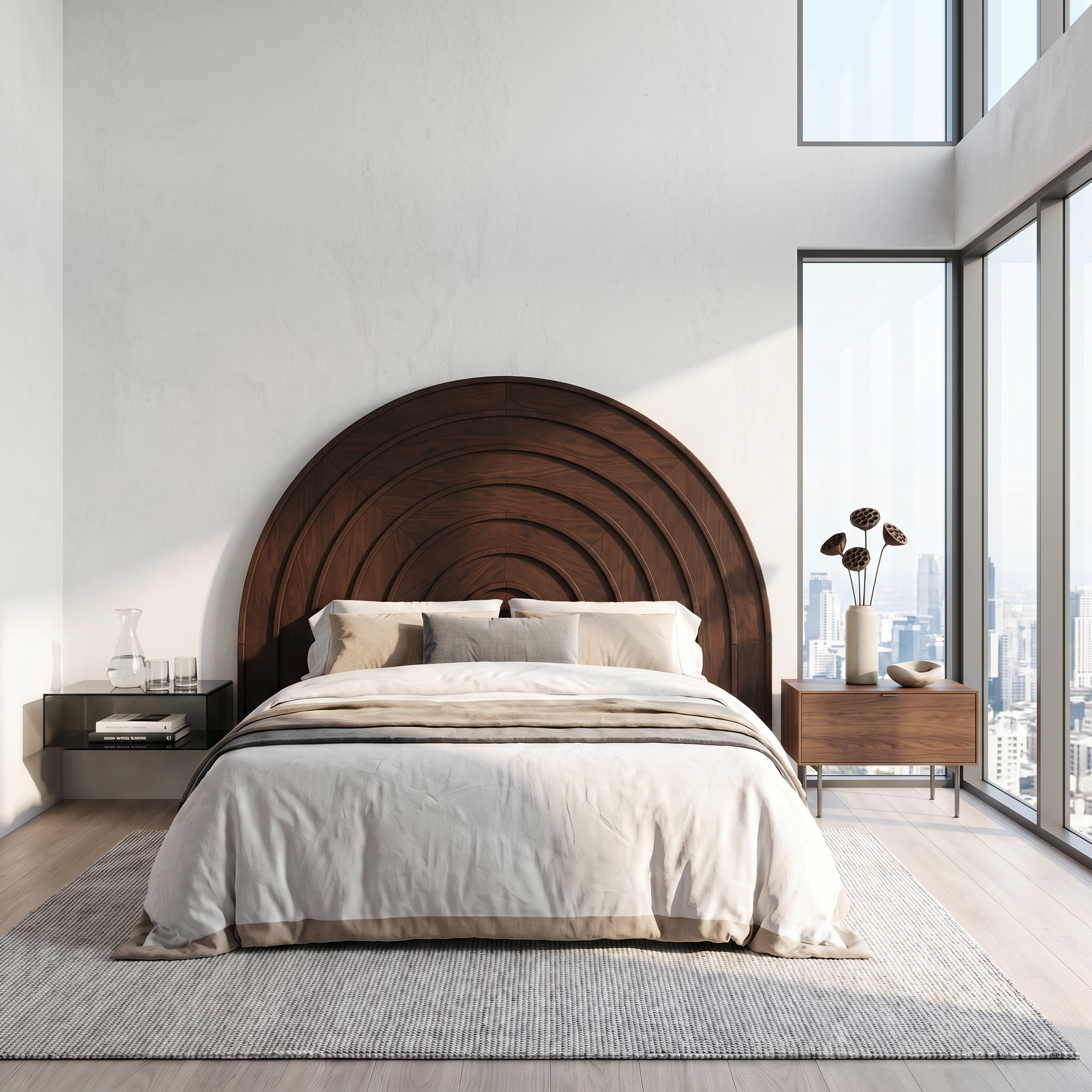 Contemporary Arched Headboard Wooden Bed Headboard For Bedroom SINLSAHB049