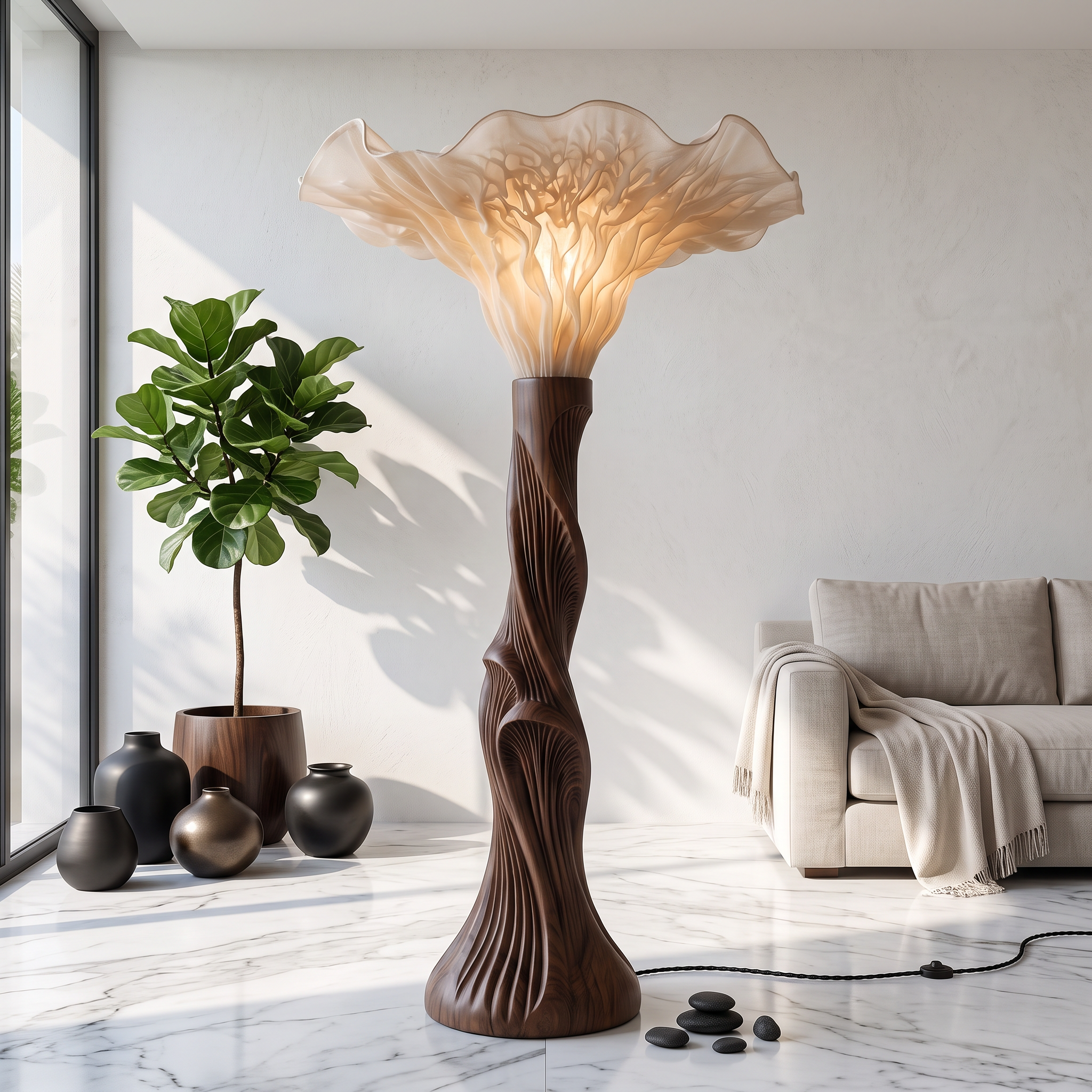 Boho Floor Lamp Blooming Mushroom Shade Reading Nook SINLSAFLP138
