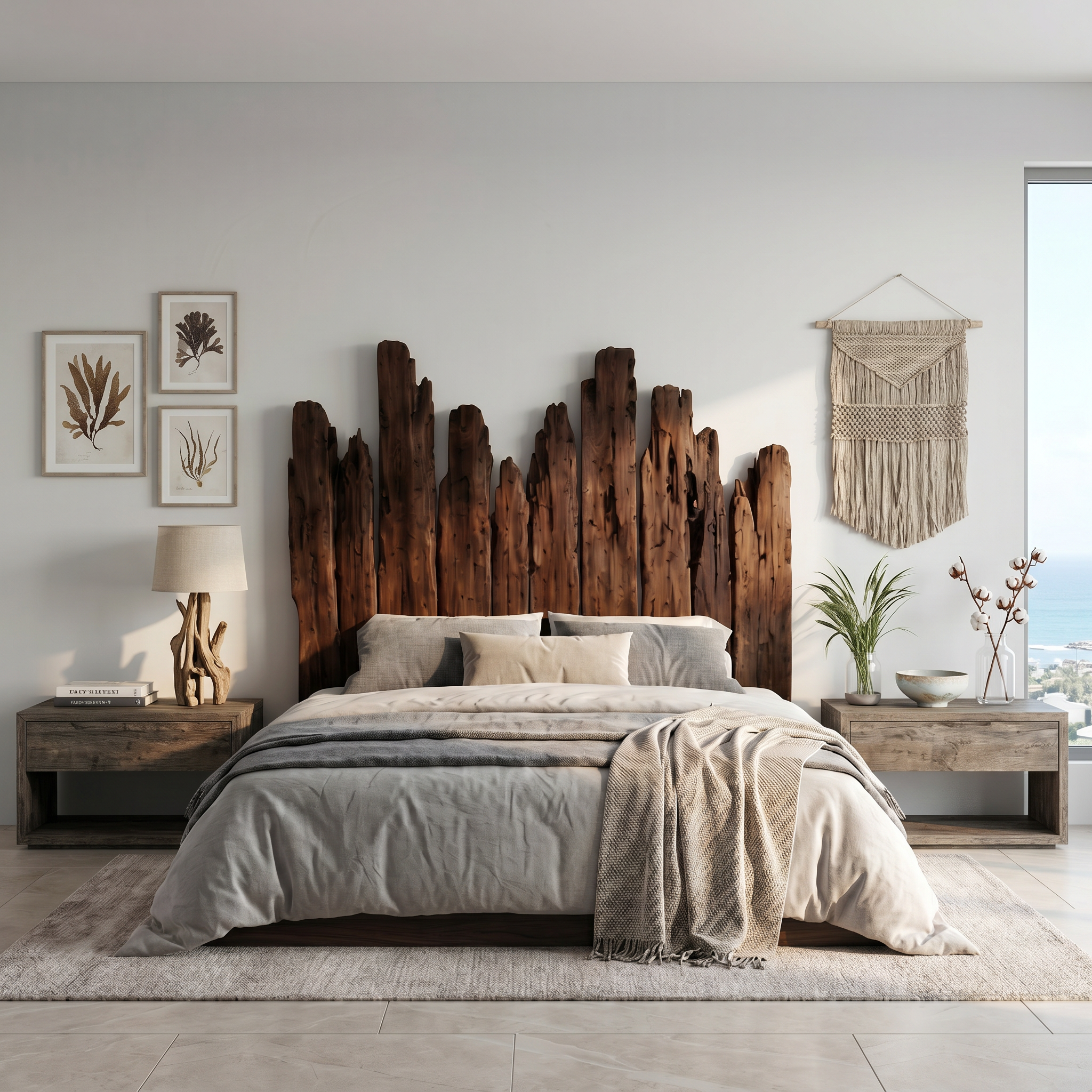 Rustic Skyline Headboard Wooden Bed Headboard For Bedroom SINLSAHB056