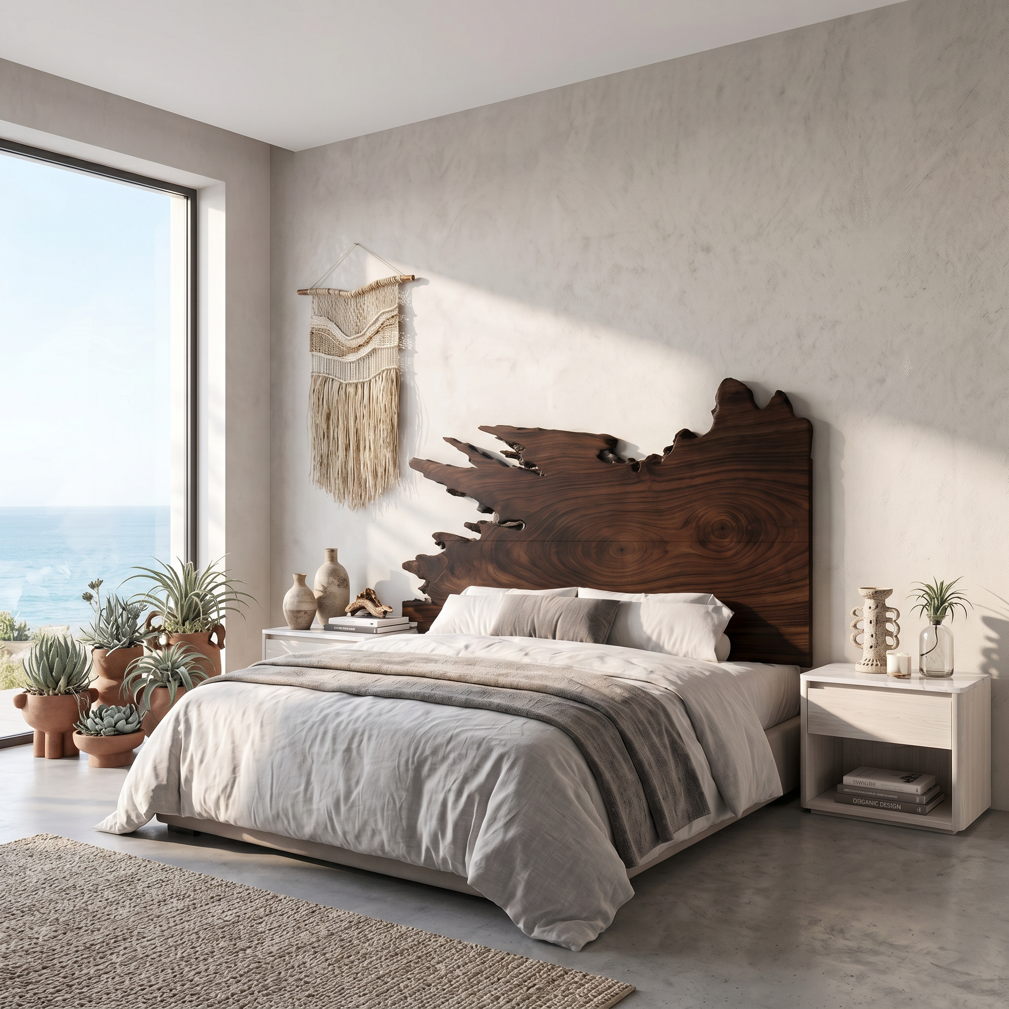 Organic Split Edge Headboard Wooden Bed Headboard For Bedroom SINLSAHB059