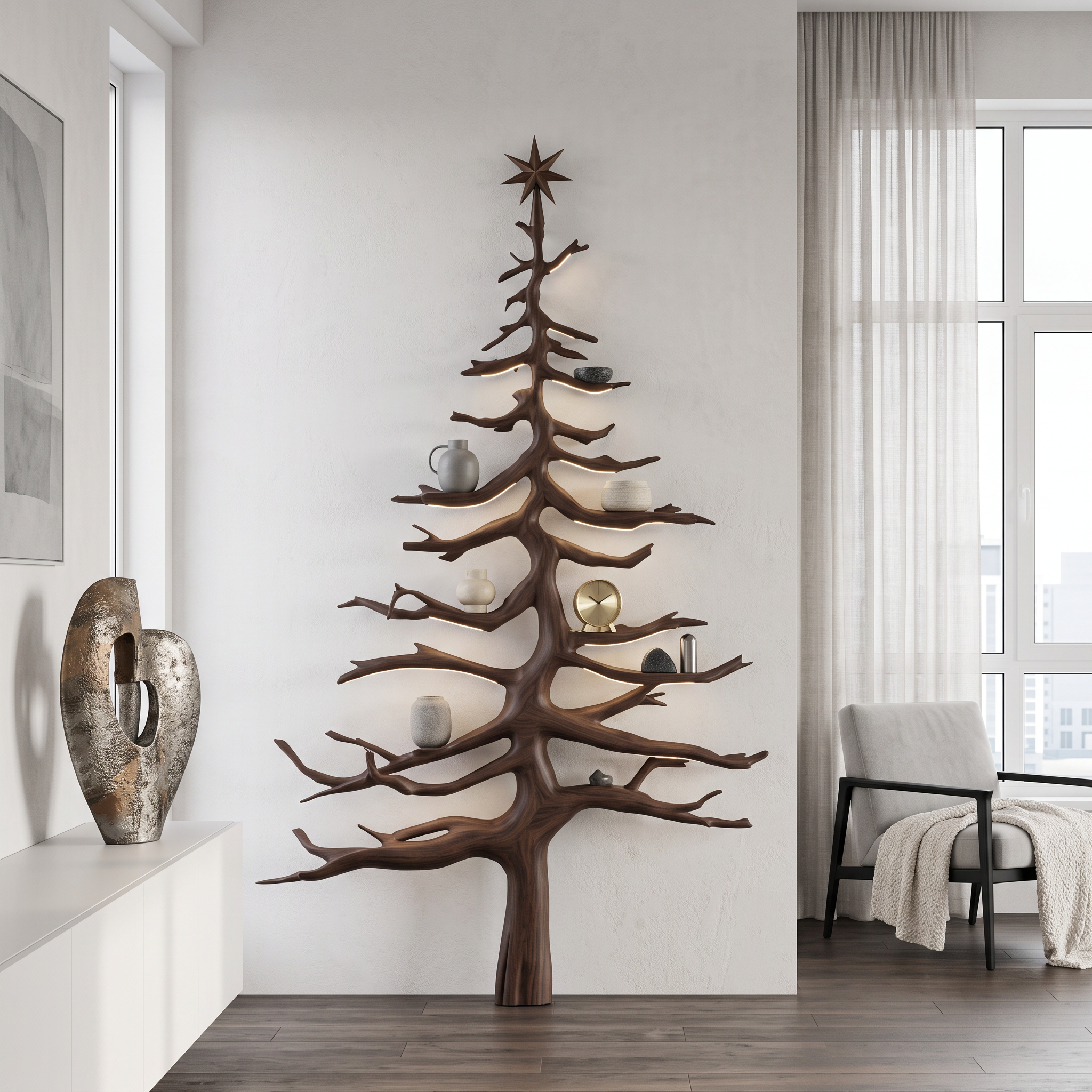Rustic Christmas Tree Wall Decor Living Room SINLSATB583
