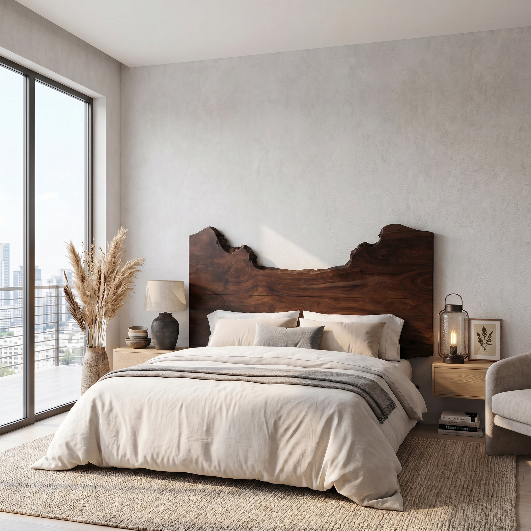 Natural Edge Headboard Wooden Bed Headboard For Bedroom SINLSAHB064