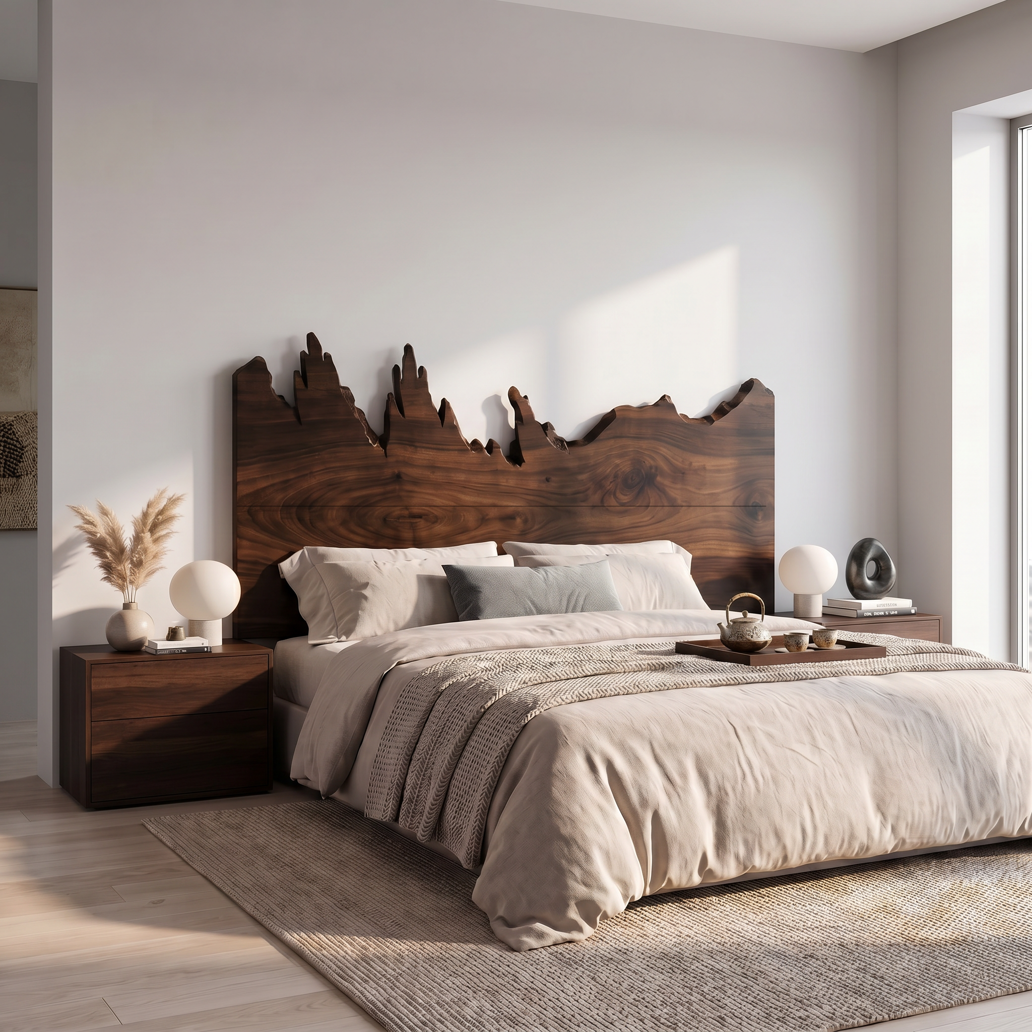 Rustic Mountain Ridge Headboard Wooden Bed Headboard For Bedroom SINLSAHB066