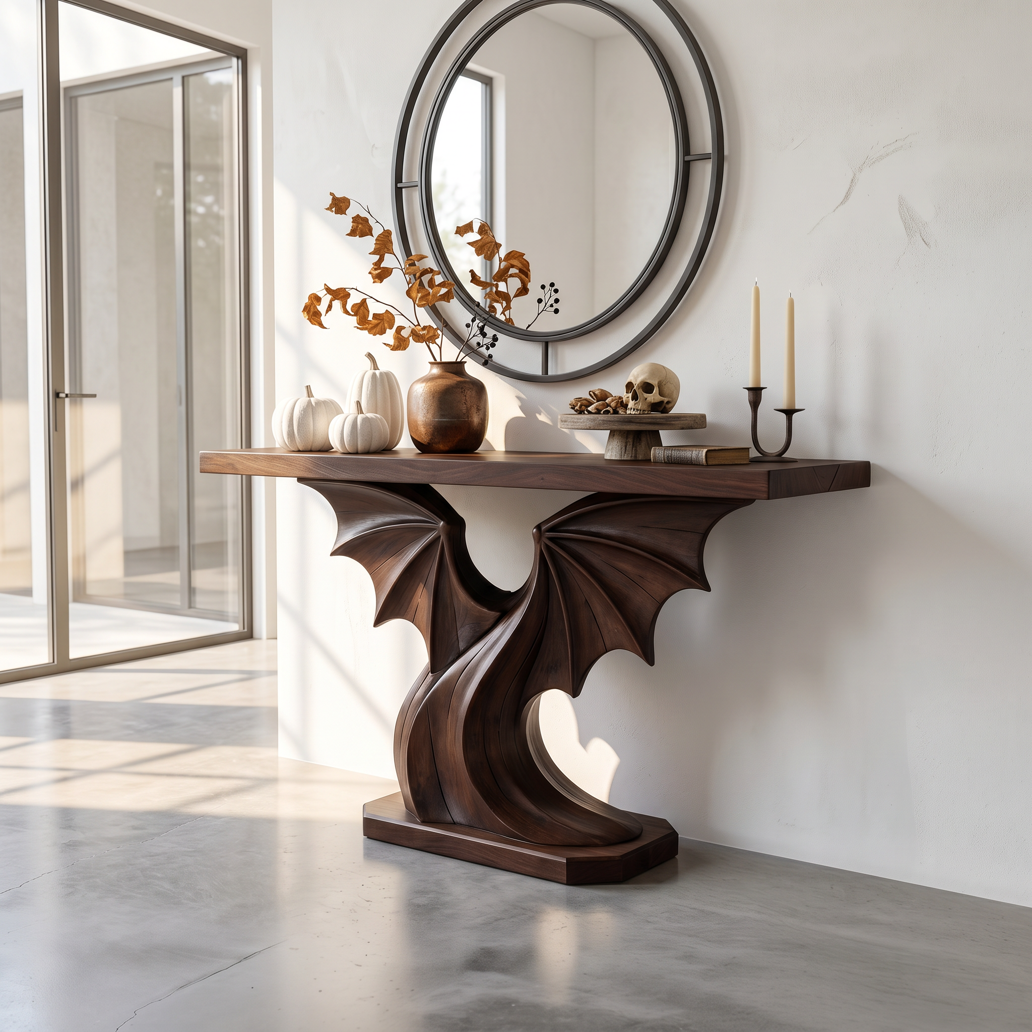 Modern Console Table Handcrafted Organic Sculptural Design For Entryway Hallway SINLSACS678
