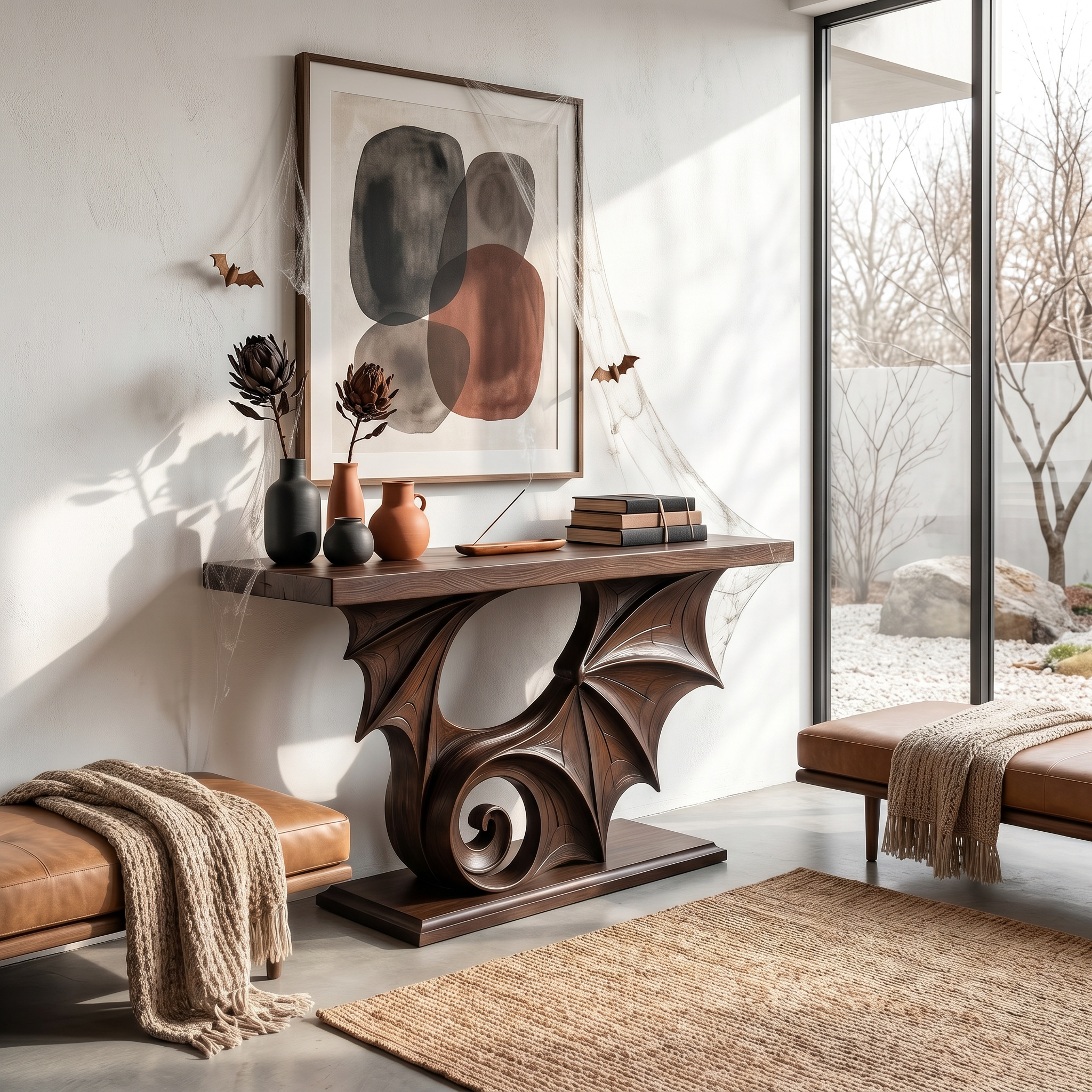 Sculptural Console Table Handcrafted Gothic Style For Entryway Hallway SINLSACS679