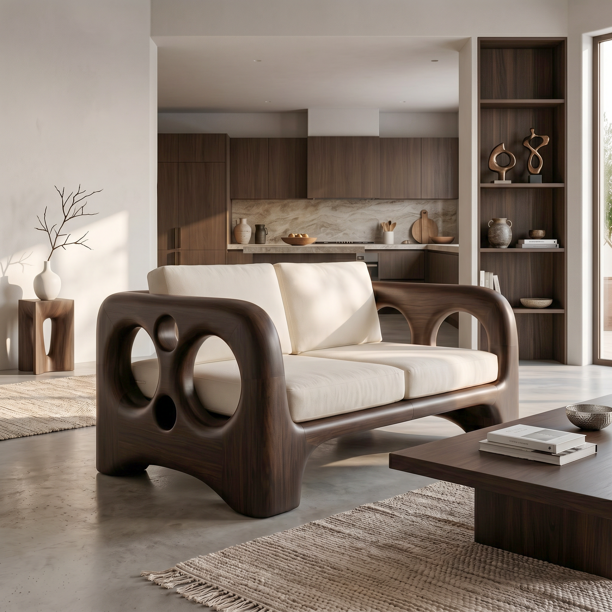 Handcrafted Sofa Frame With Organic Sculptural Arms For Living Room SINLSASF046