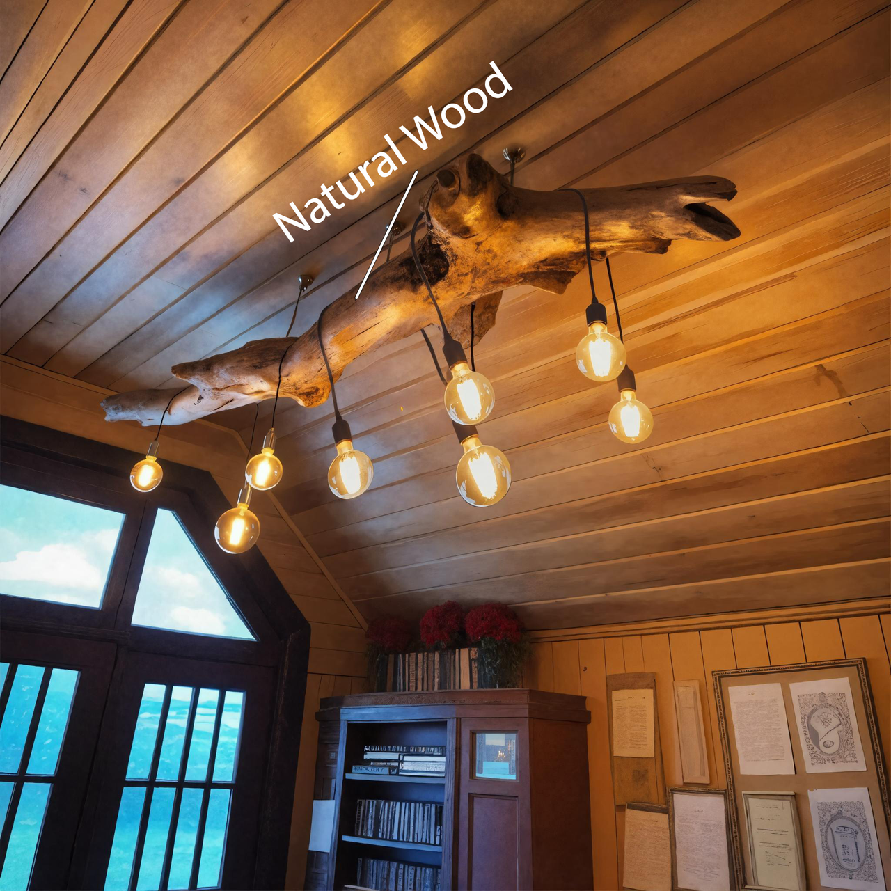 Rustic Ceiling Light With Edison Bulbs For Cabin Loft Or Dining Room SITHHNLAM007