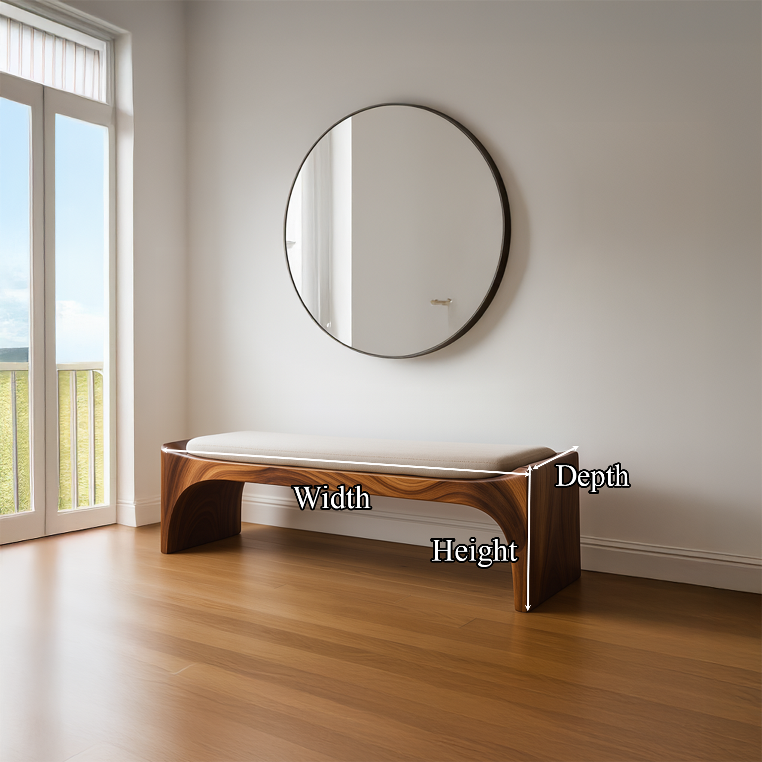 Mid Century Modern Bench Entryway Accent Seating Living SINLSARS011