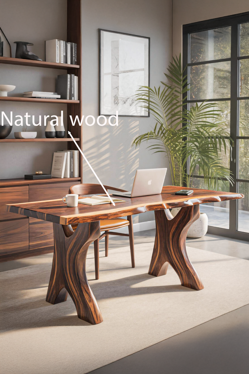 Modern Sculptural Live Edge Desk With Curved Legs For Studio SITHTTDE038