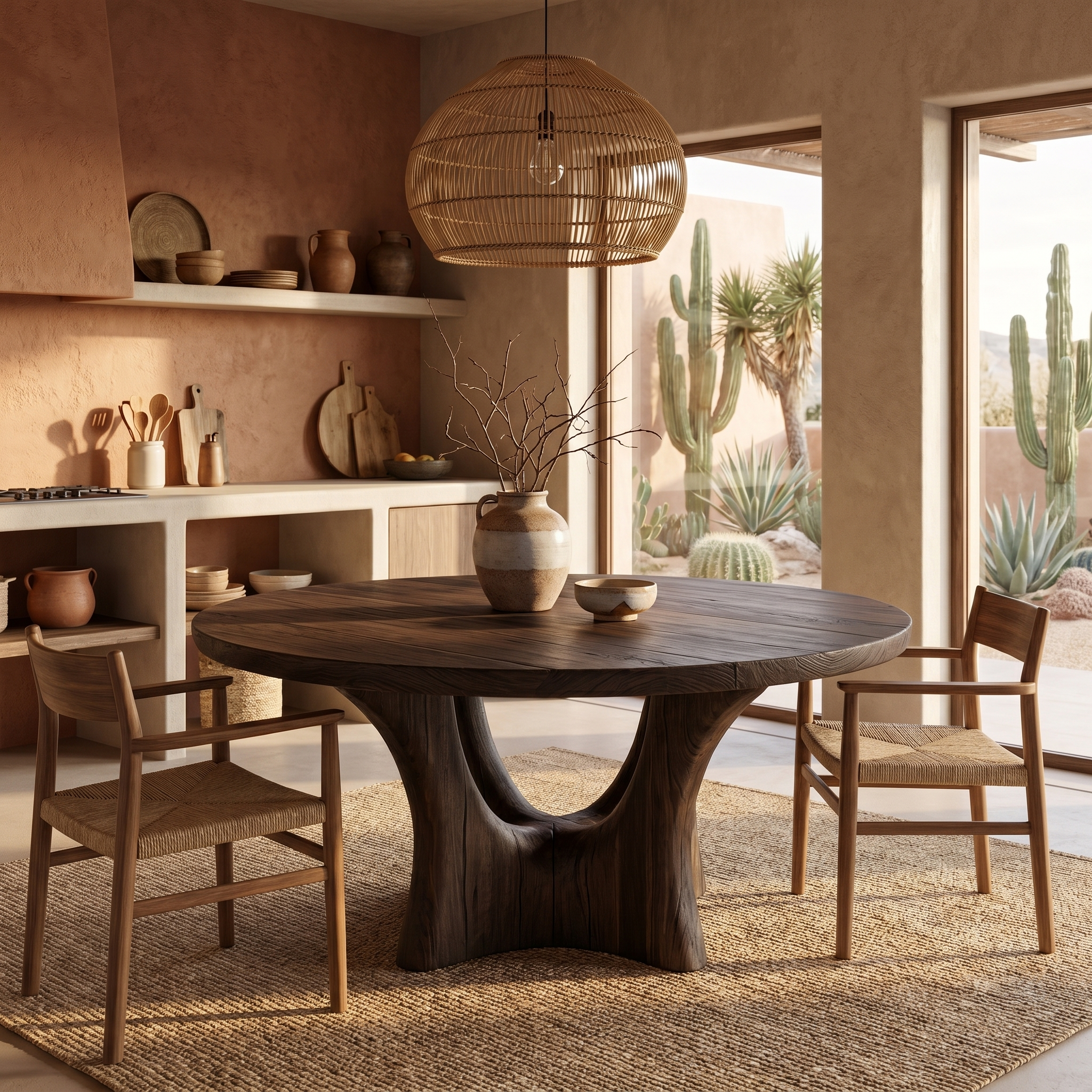 Contemporary Round Dining Table With Smooth Curved Base For Dining Room SINLHADT182