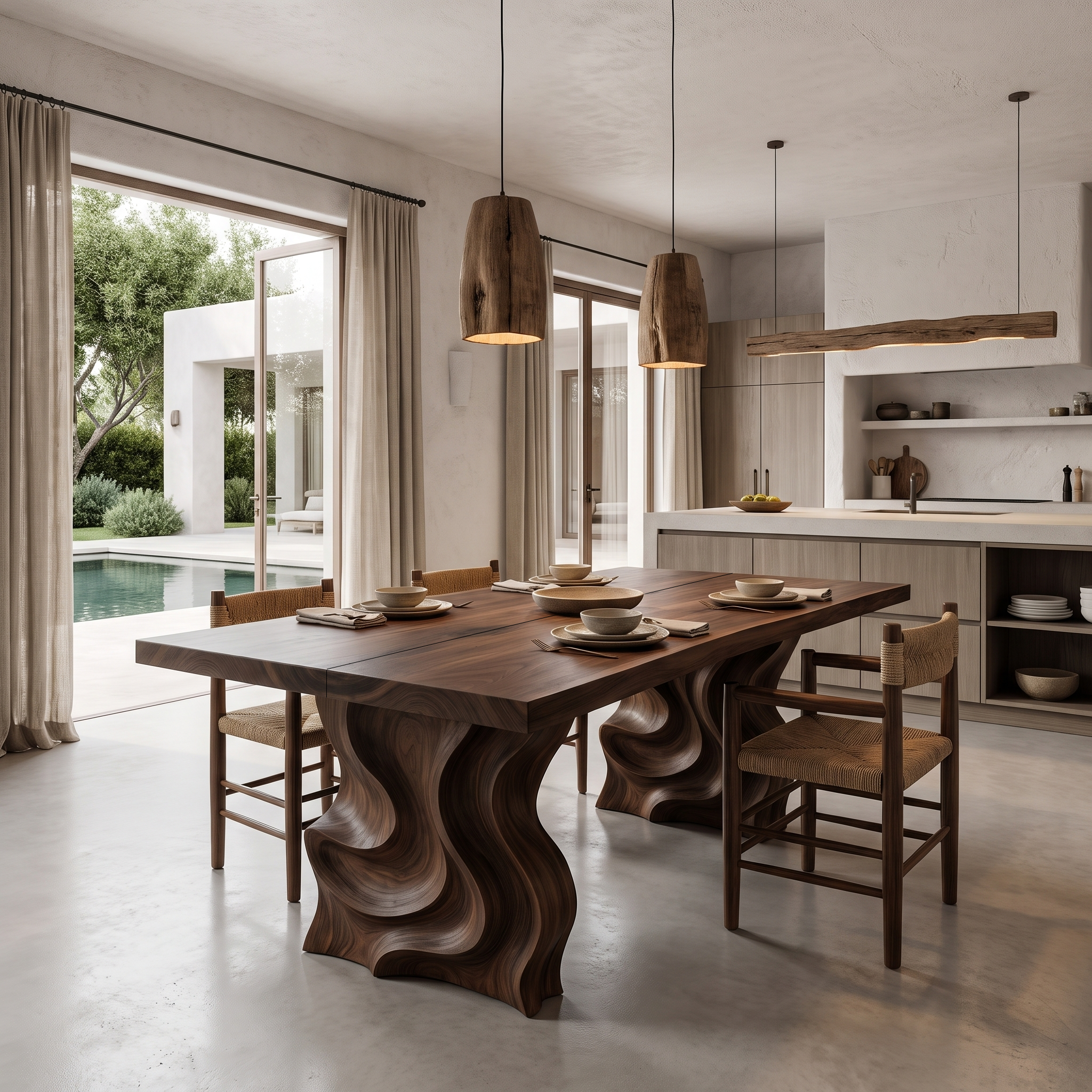 Modern Dining Table With Flowing Loop Design For Dining Room And Kitchen SINLHADN213