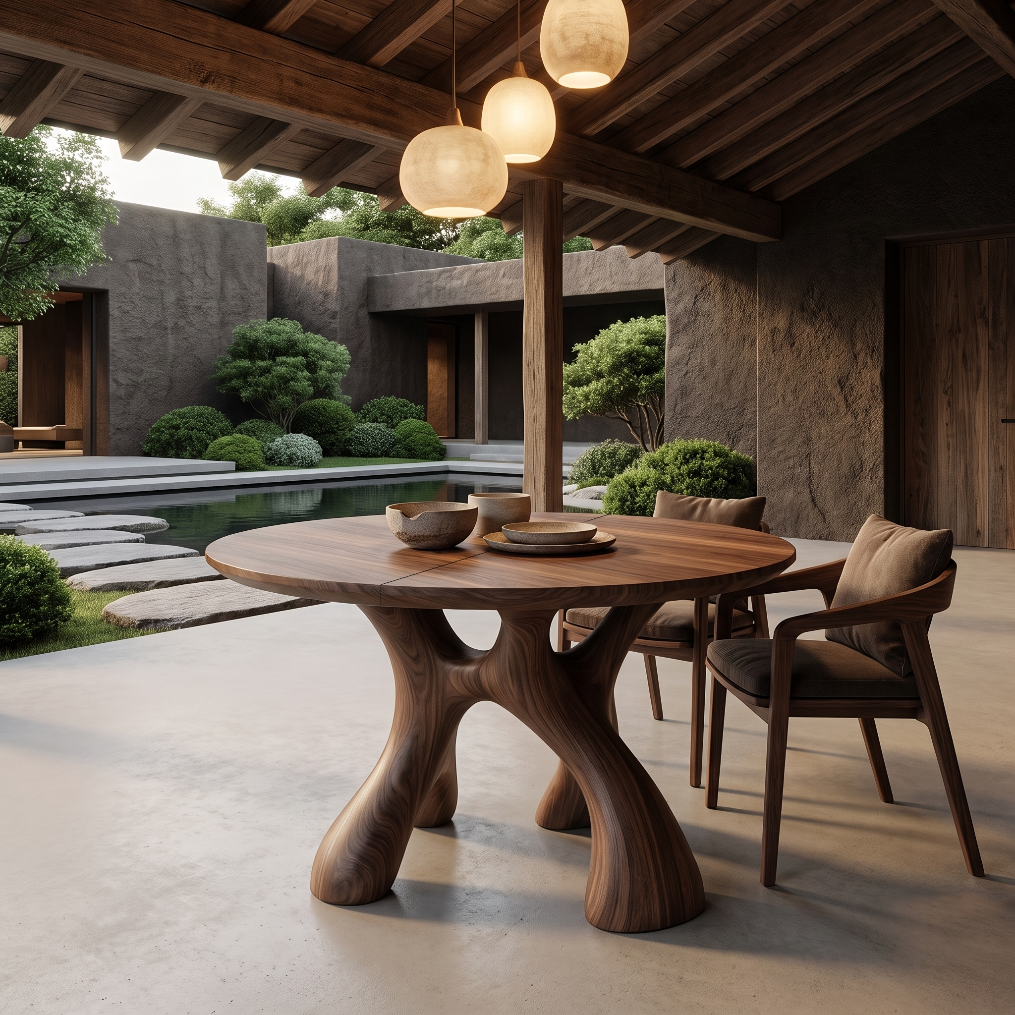 Organic Round Dining Table With Sculptural Infinity Design For Dining Room And Kitchen SINLHADN216