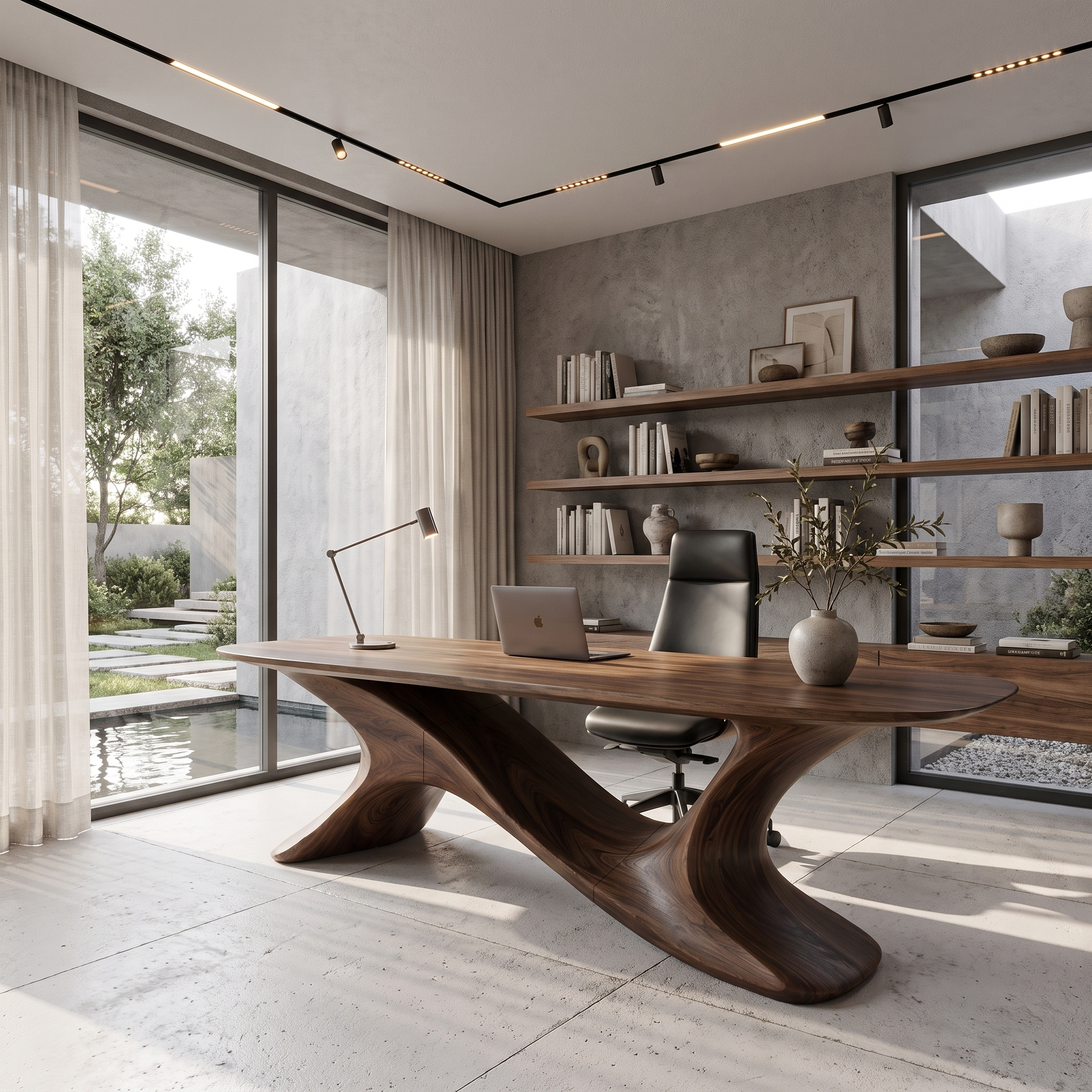 Rustic Open Loop Desk Solid Wood Writing Desk For Home Office SINLHADE161