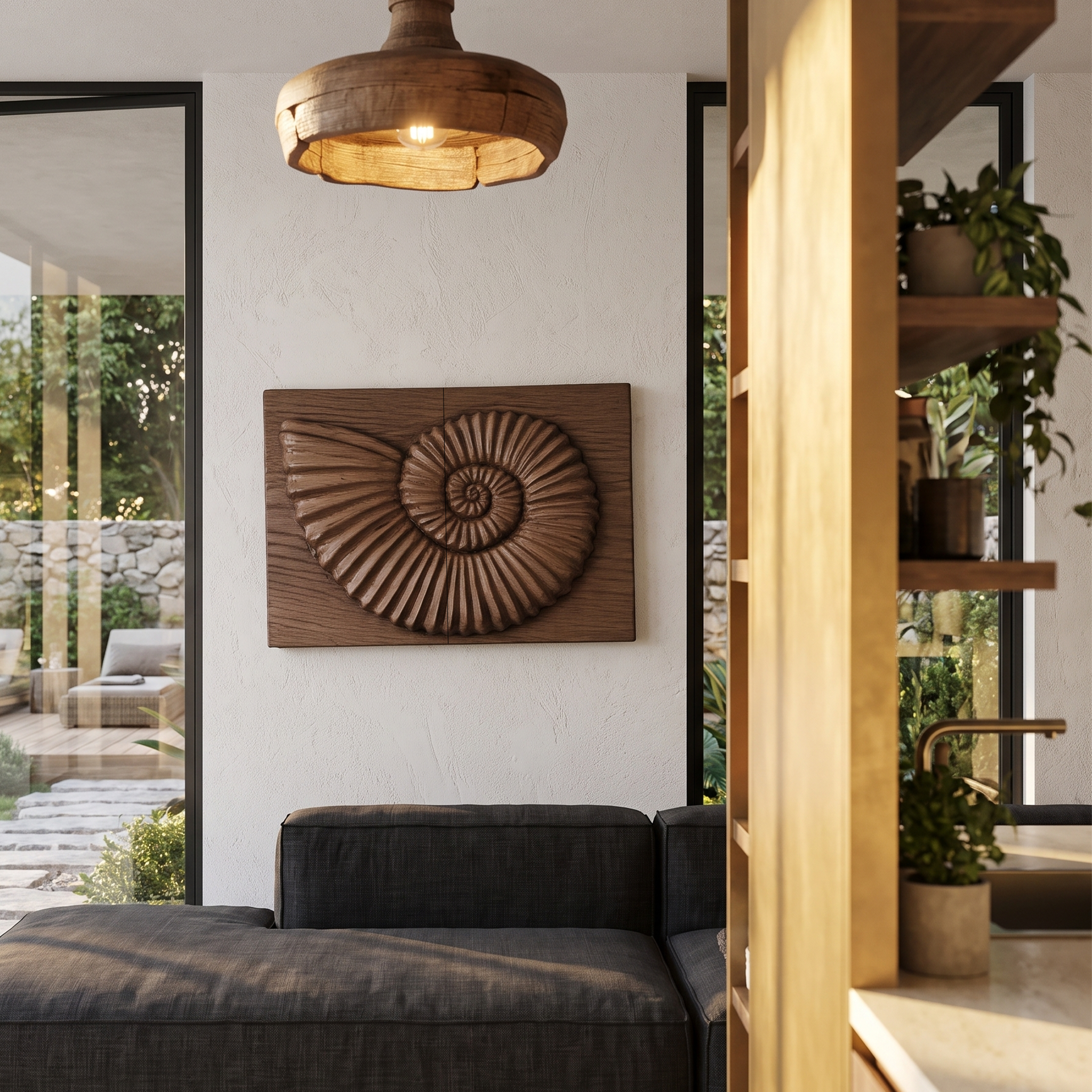 Modern Ammonite Fossil Decorative Wall Panel For Living Room SINLHAWA137
