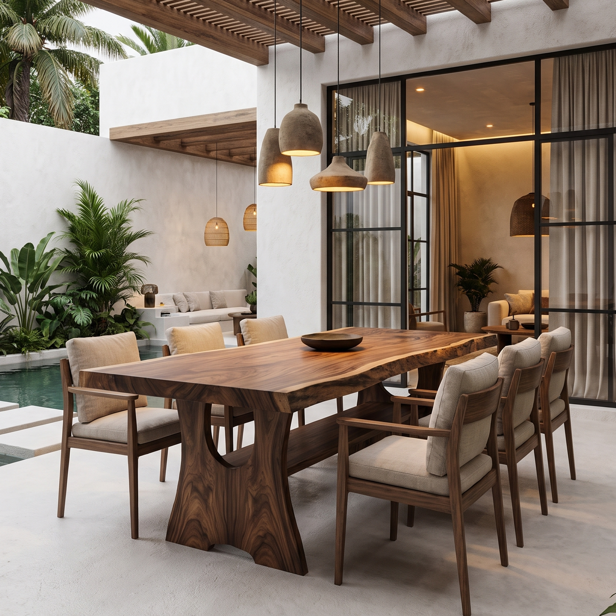 Rustic Live Edge Dining Table Solid Wood For Dining Room SINLHADN204