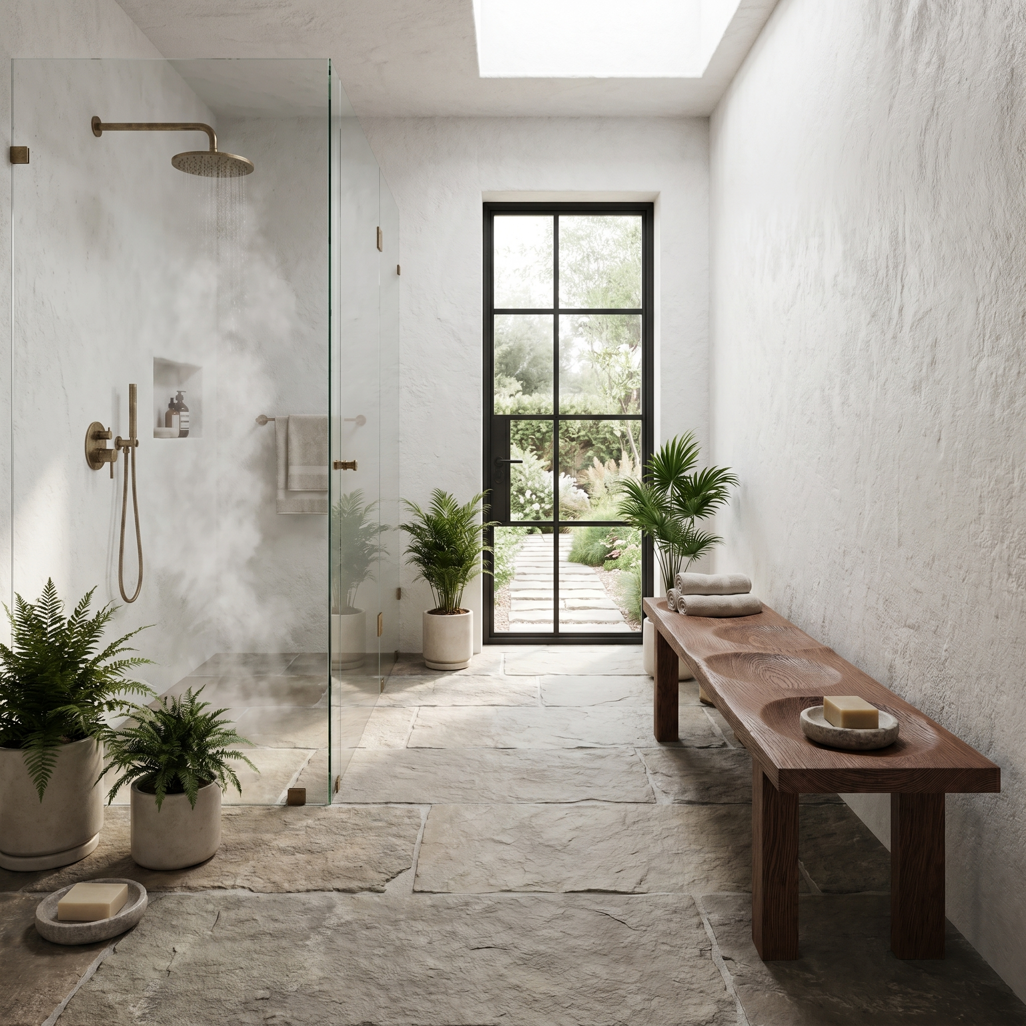 Modern Organic Shower Bench With Handcrafted Wood Construction For Bathroom SINLHARS121