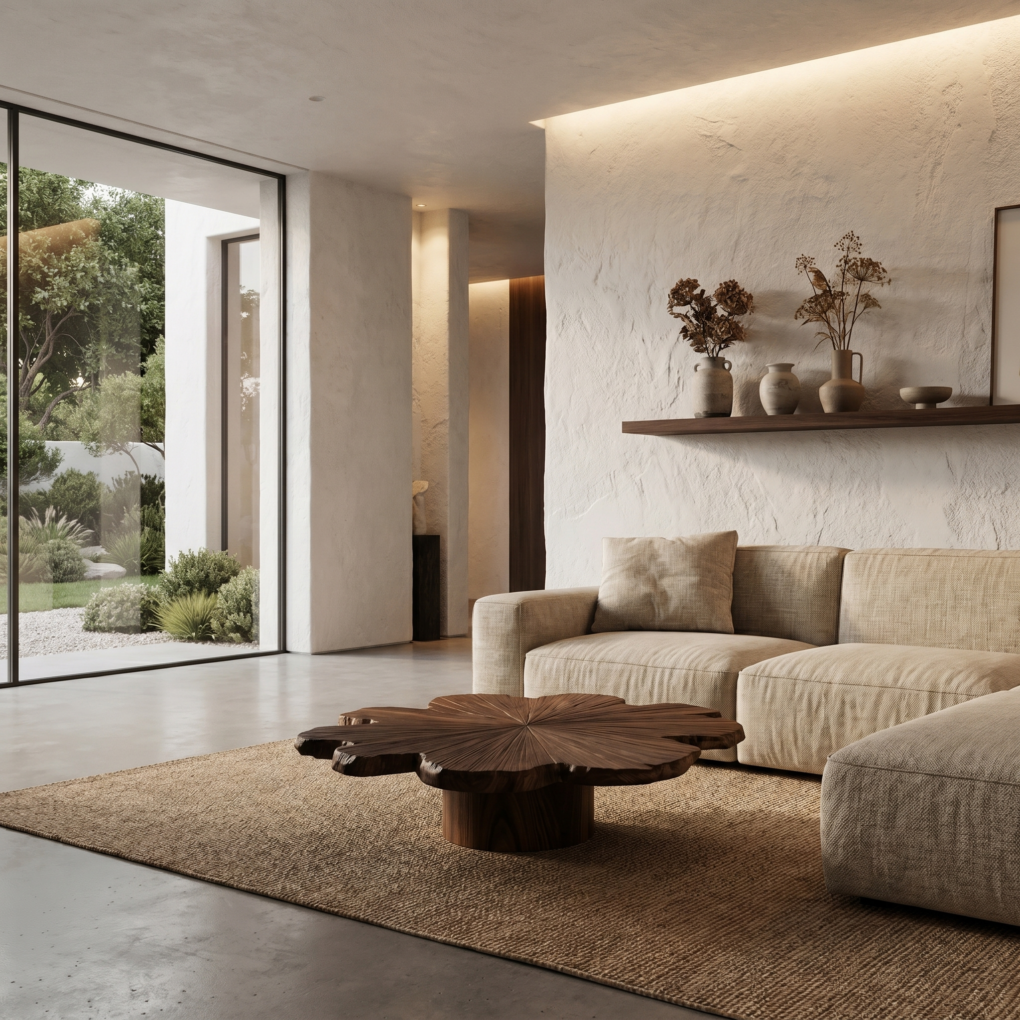 Modern Coffee Table With Sculptural Petal Inspired Design For Living Room SINLHACF387