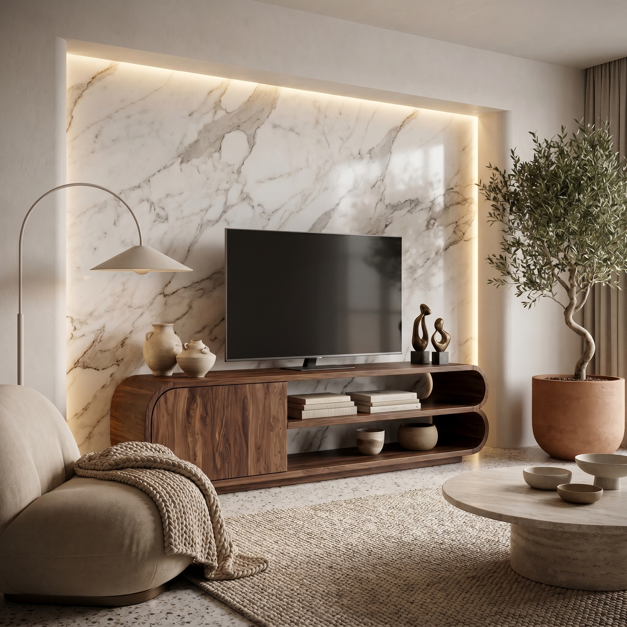 Contemporary TV Cabinet With Open Storage For Living Room SINLHATC038