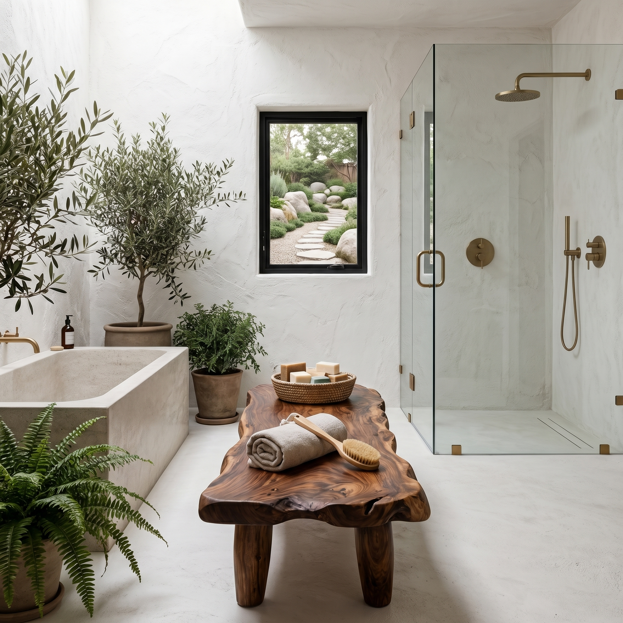 Organic Live Edge Shower Bench For Bathroom SINLHARS123