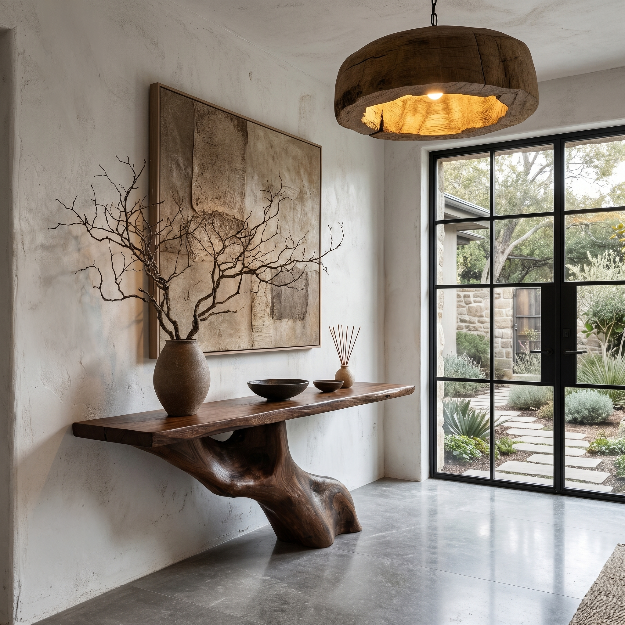 Tree Inspired Console Table With Live Edge Top And Root Base For Hallway SINLHACS612