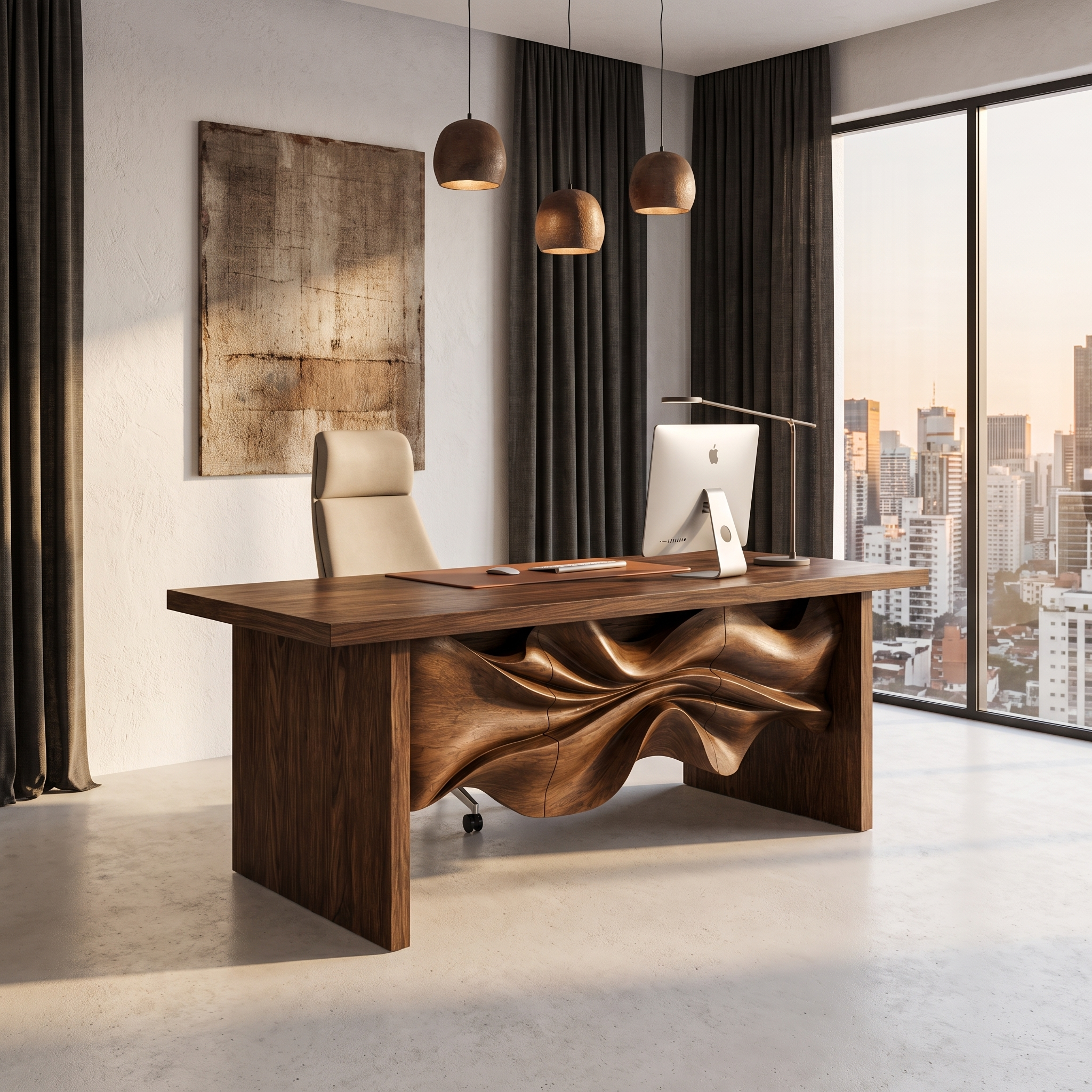 Minimalist Writing Desk Handcrafted Storage Design For Home Office SINLHADE167