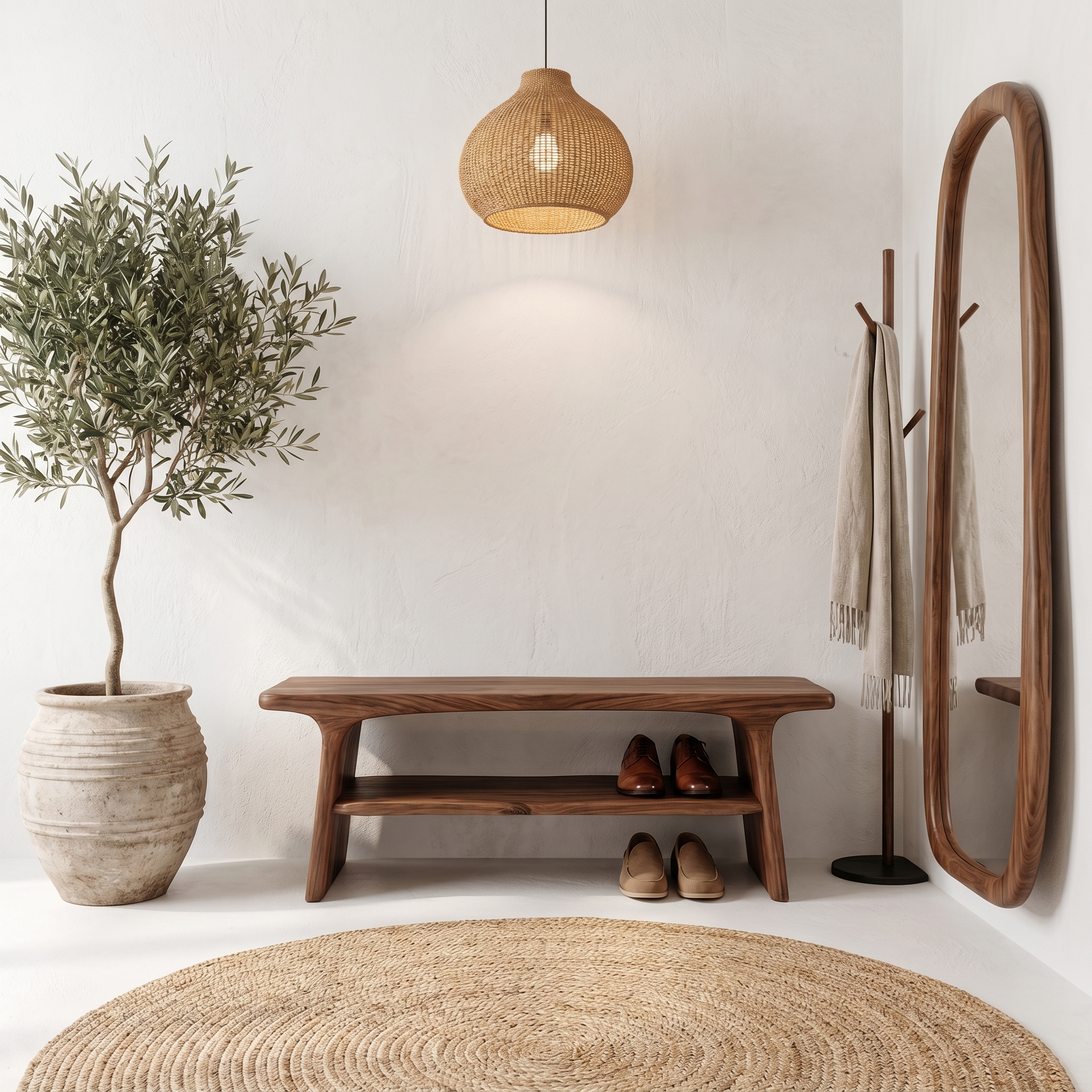 Rustic Shoe Bench With Natural Wood Storage For Entryway SINLHASB089