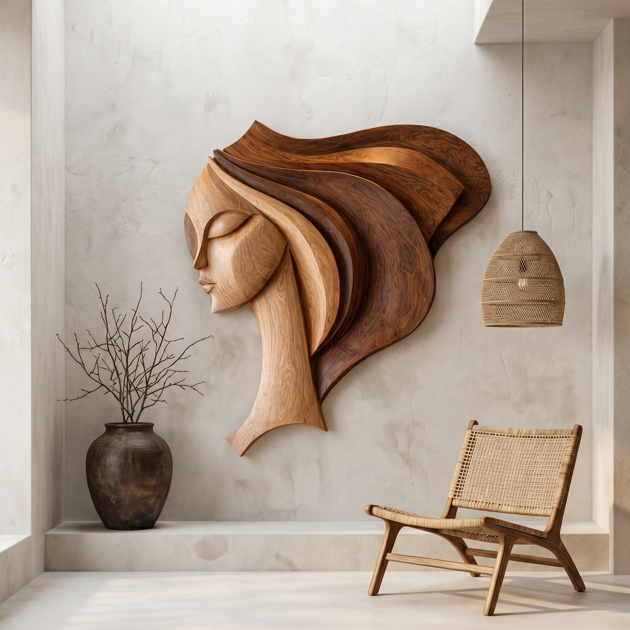 Wall Art Female Face Wall Decor Sculpture For Living Room SINLHAWD068