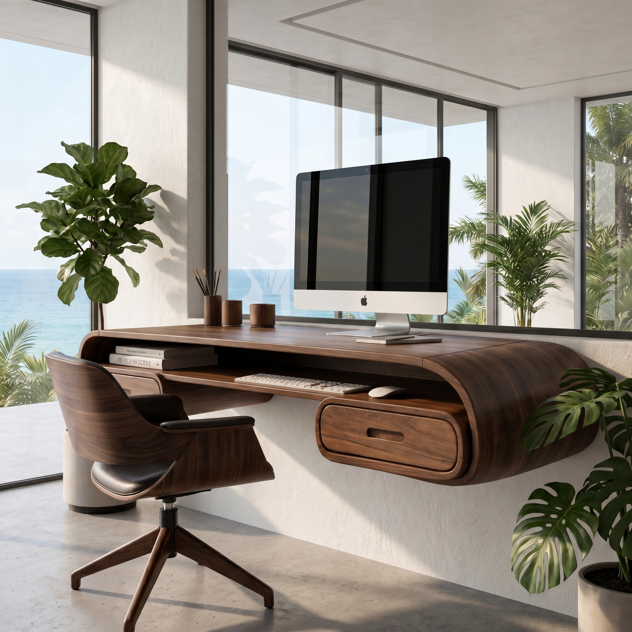 Minimalist Wall Mounted Desk With Built In Drawers For Home Office SINLHADK125