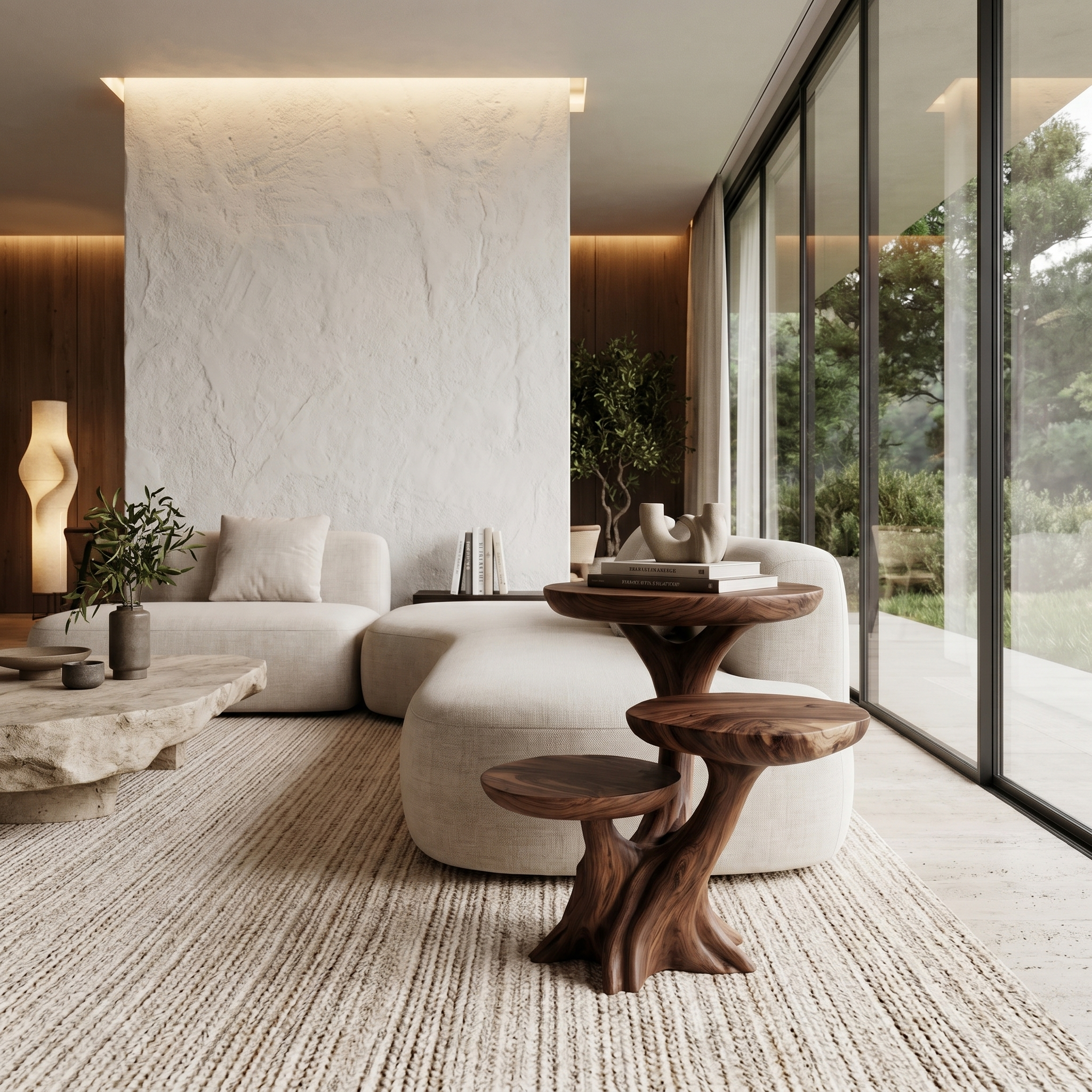 Rustic Tree Root Side Table With Sculptural Solid Wood Design For Living Room And Bedroom SINLHABT246