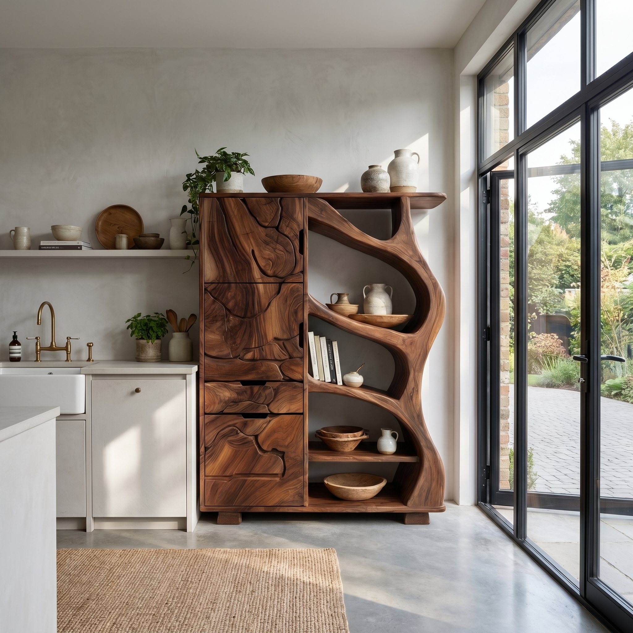 Nature Inspired Entryway Cabinet Organic Storage Design SINLHASC534