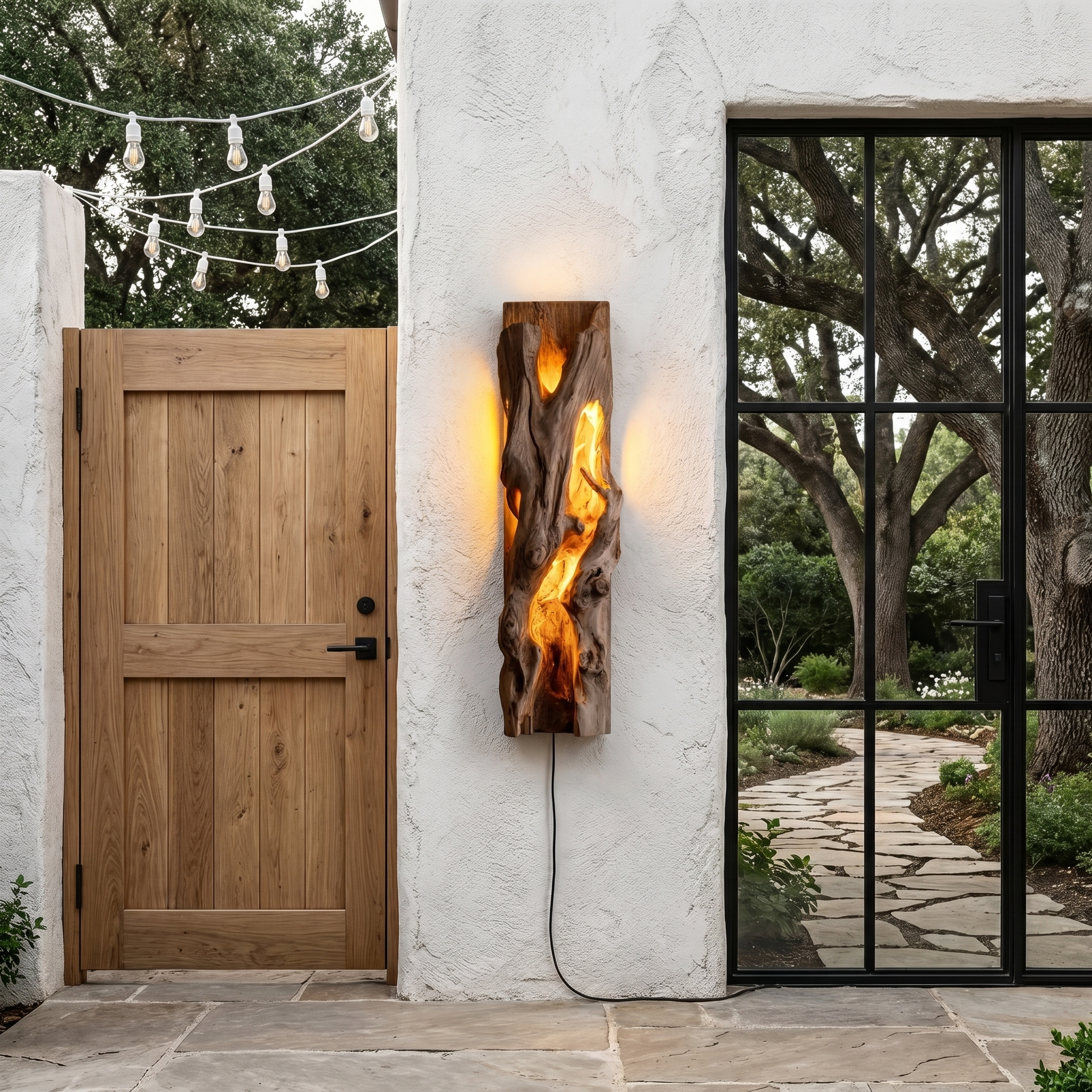 Rustic Live Edge Wall Sconce With Natural Wood Sculpture For Living Room SINLHAPL011