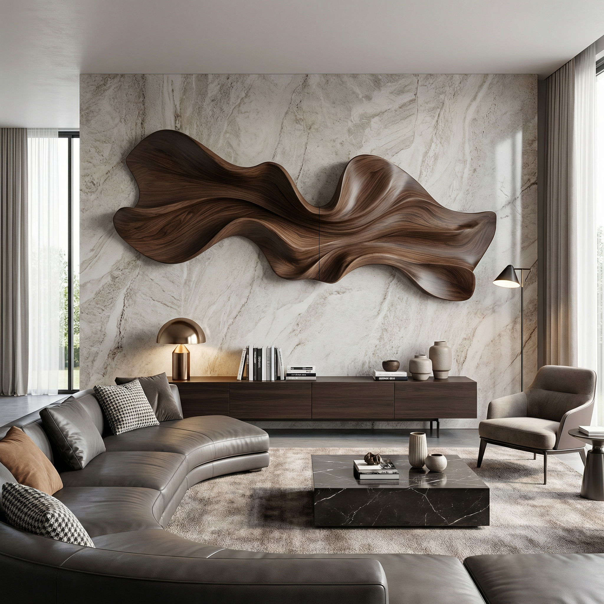 Modern Sculptural Wood Wall Decor For Living Room And Office Space SINLHAWD062