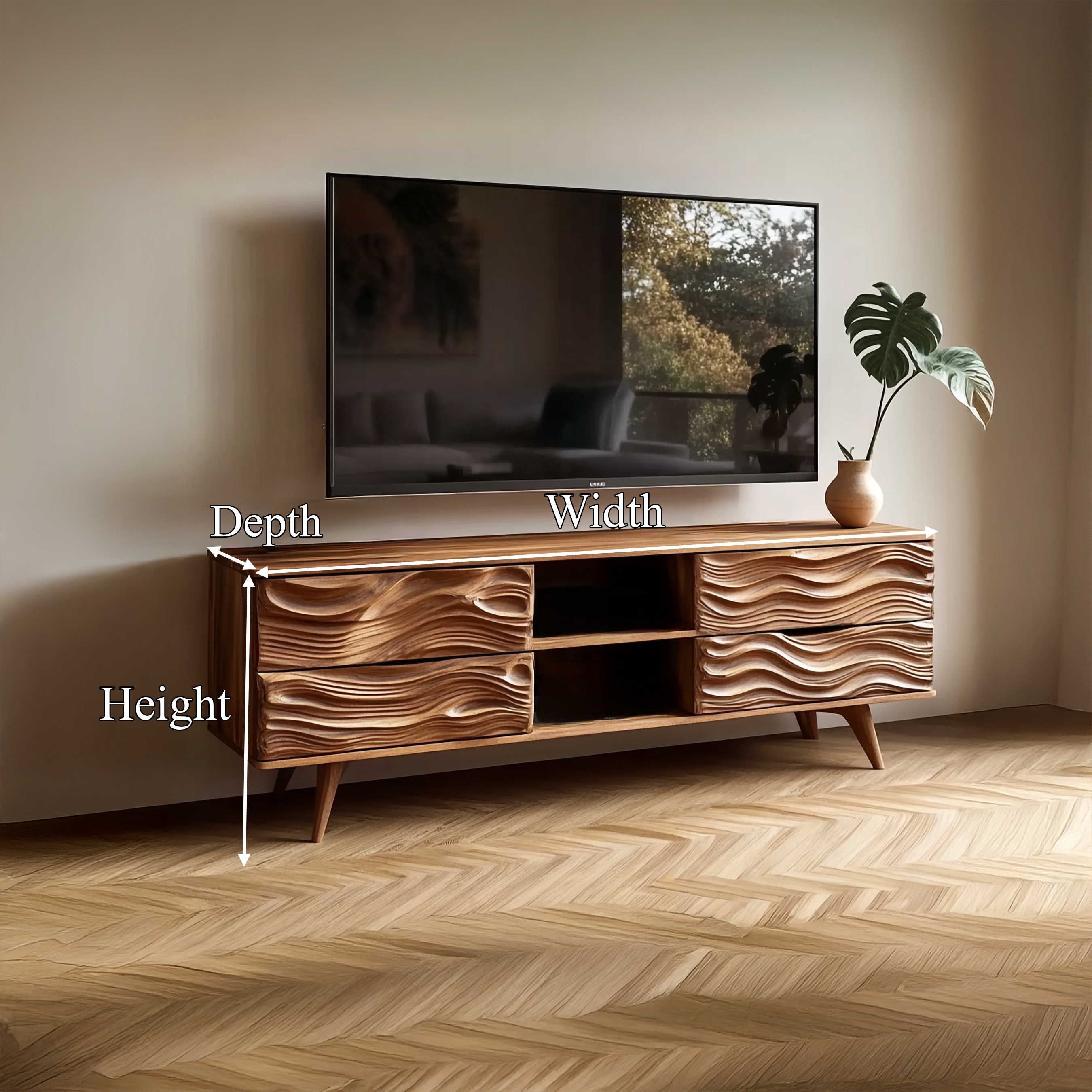 Mid Century Organic Modern TV Stand Living Room And Home Office SINLSASC342