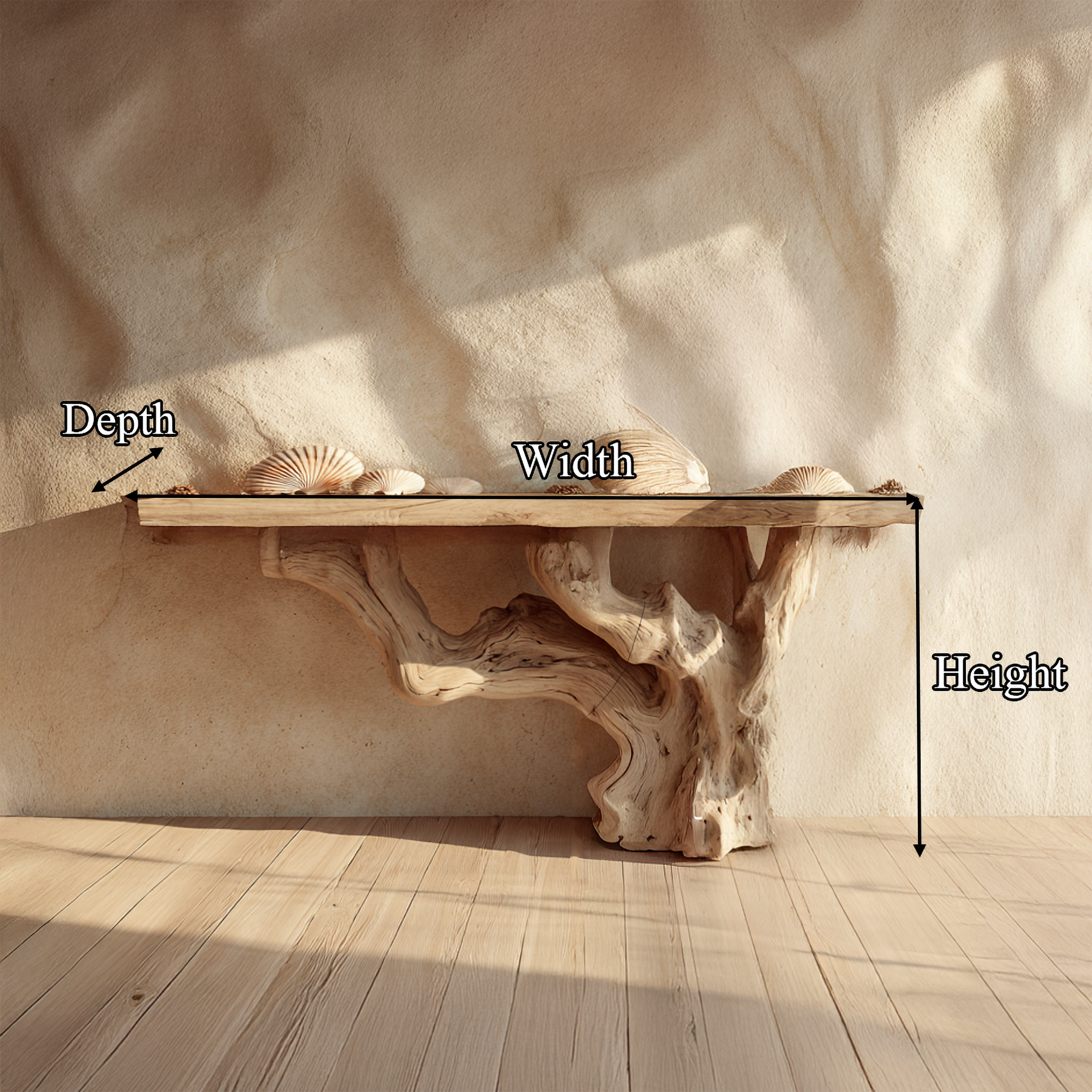 Rustic Console Table Sculptural Wood Base Art Gallery SINLSACS378
