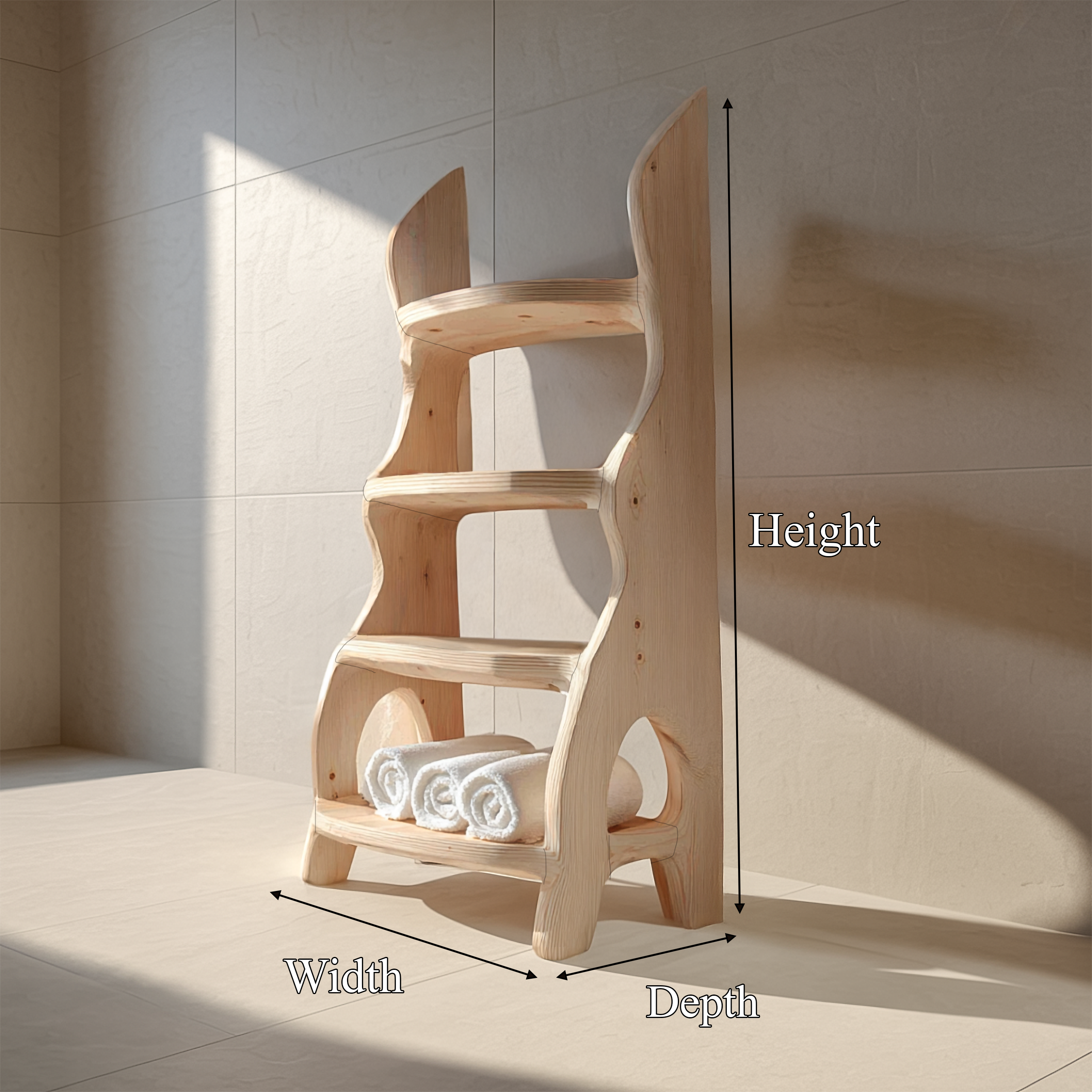 Rustic Sculptural Bathroom Shelf Bathroom Interior Storage Stand SINLSASC328