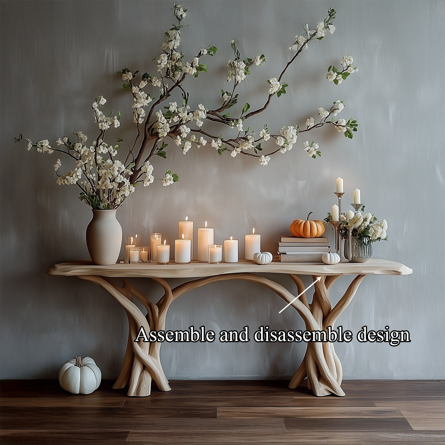 Driftwood Console Table Live Edge Rustic Wood Art Gift SINLSACS086